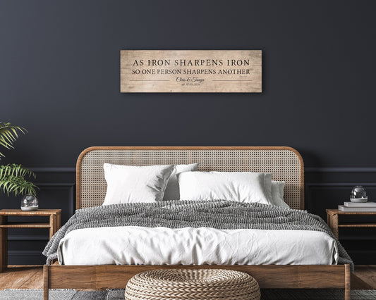 Iron Sharpens Iron Prov 27:17 Sign for Couples - HoneycombProverbs - Gifts For The Couple - Christian Wall Art