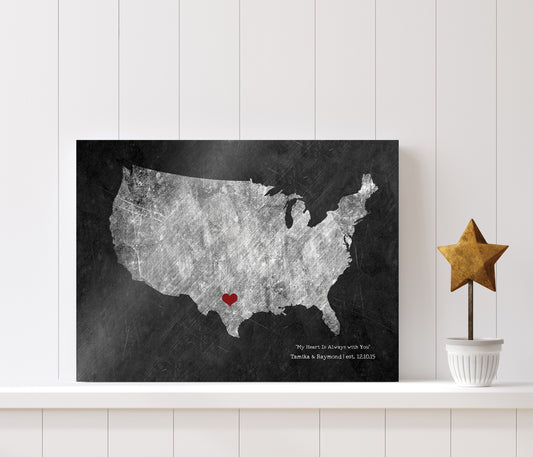 Follow Your Heart 6 Year Anniversary Gift, US Map - HoneycombProverbs - Signs - Luxury Corporate Gifts