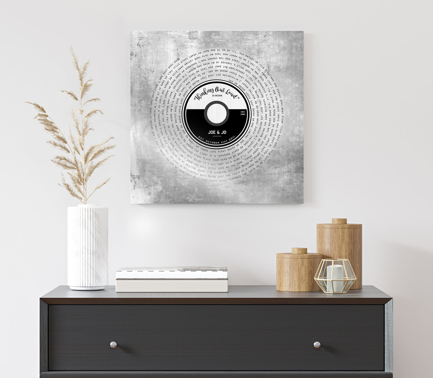 "Vinyl Record" Song Lyrics on Tin - HoneycombProverbs - Wall Decor - Record Album Lyrics Art