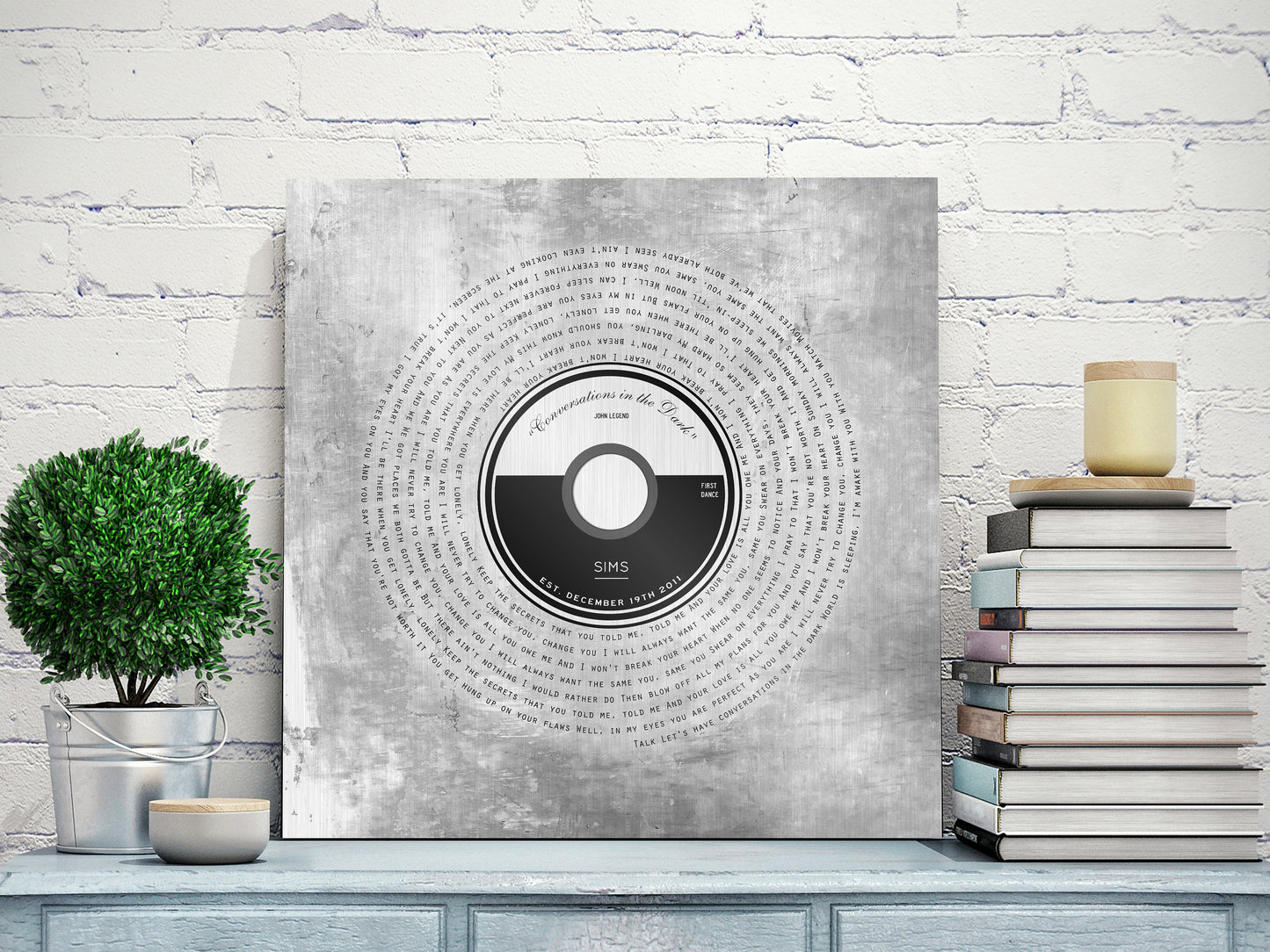 "Vinyl Record" Song Lyrics on Tin - HoneycombProverbs - Wall Decor - Record Album Lyrics Art