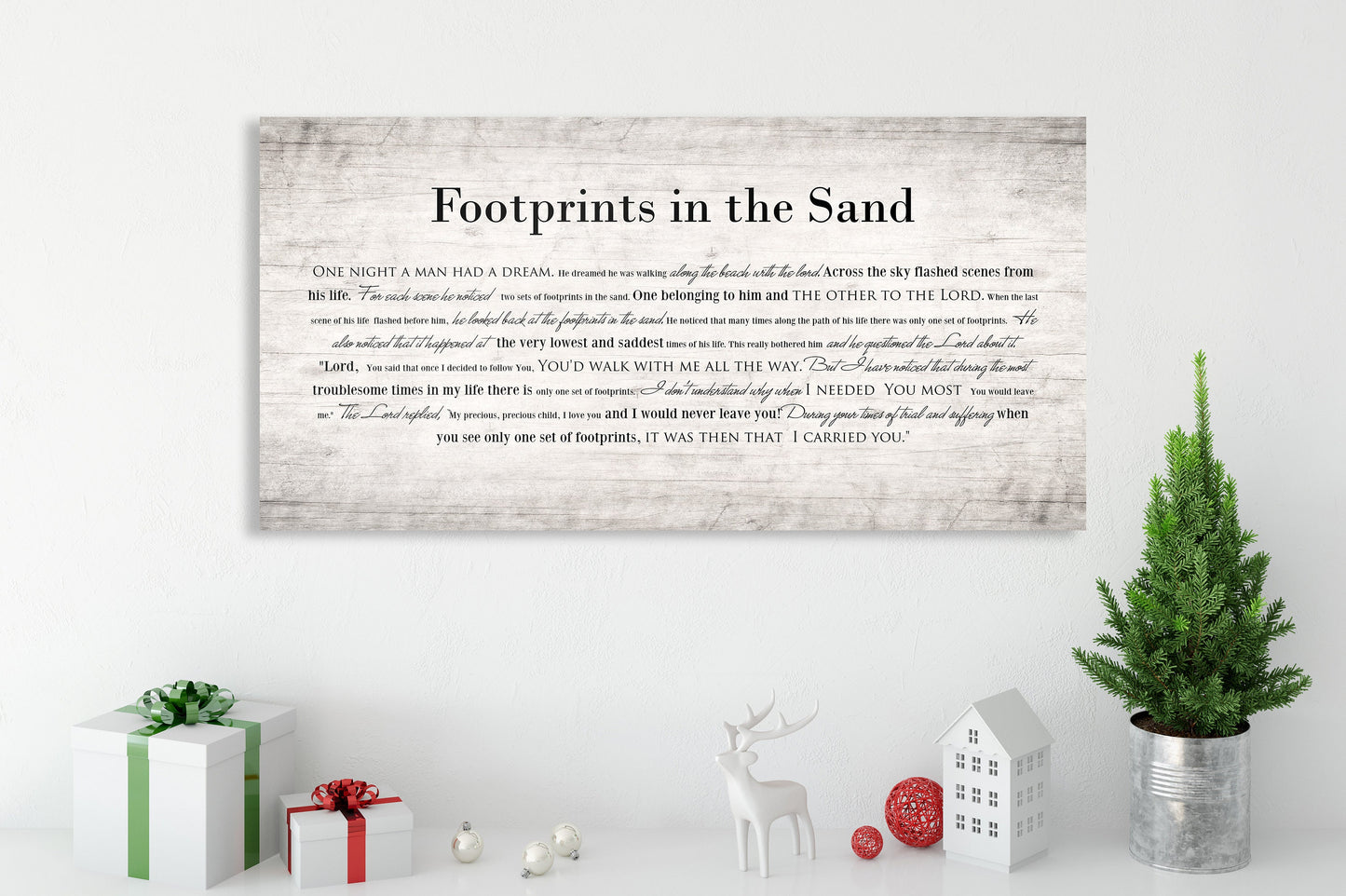 Men's Footprints in the Sand Inspirational Wall Decor - HoneycombProverbs - Signs - Christian Wall Art