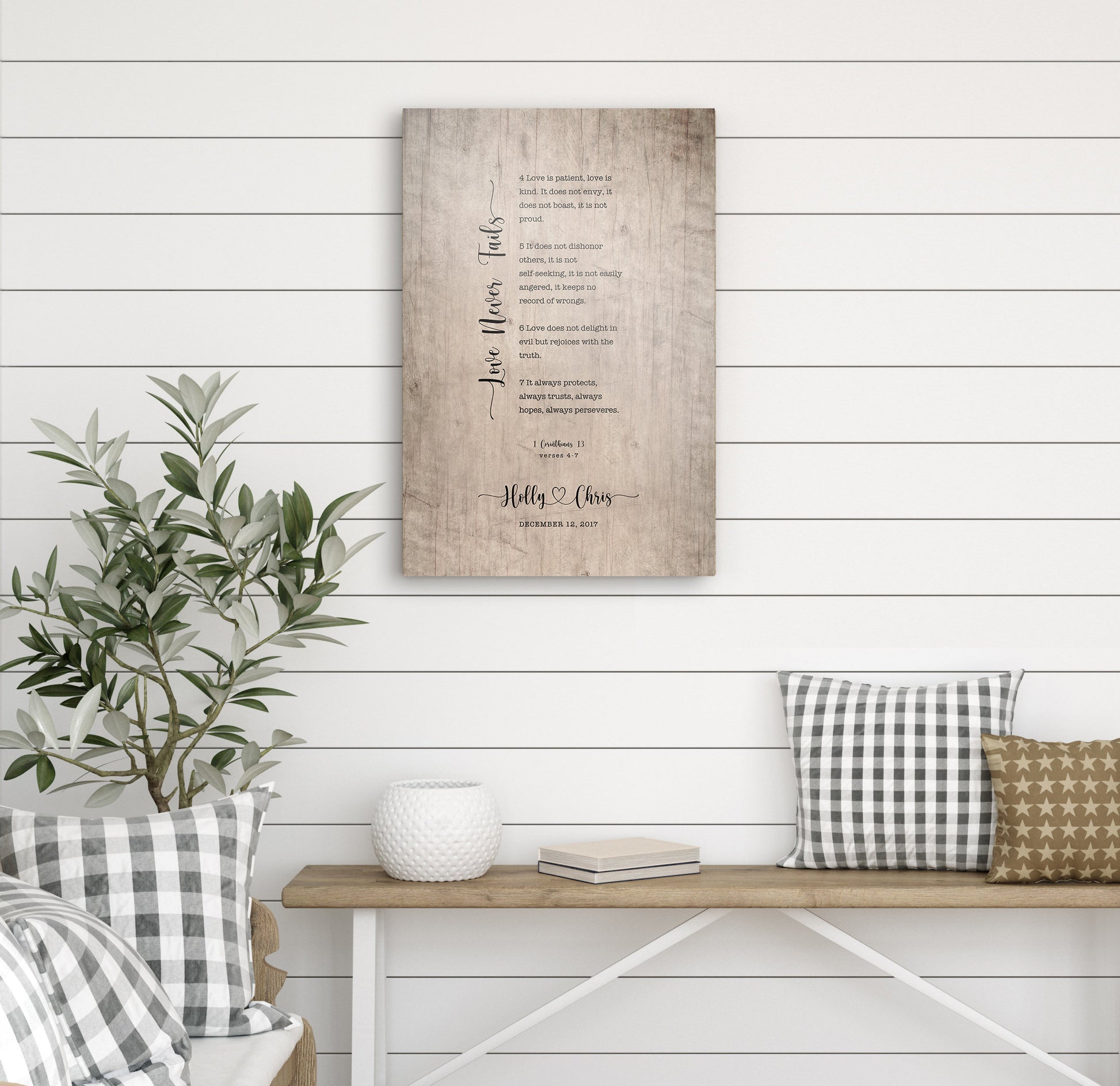 Love Never Fails Personalized 5th Anniversary Gift Decor - HoneycombProverbs - Signs - Vintage Lyrics Wall Art