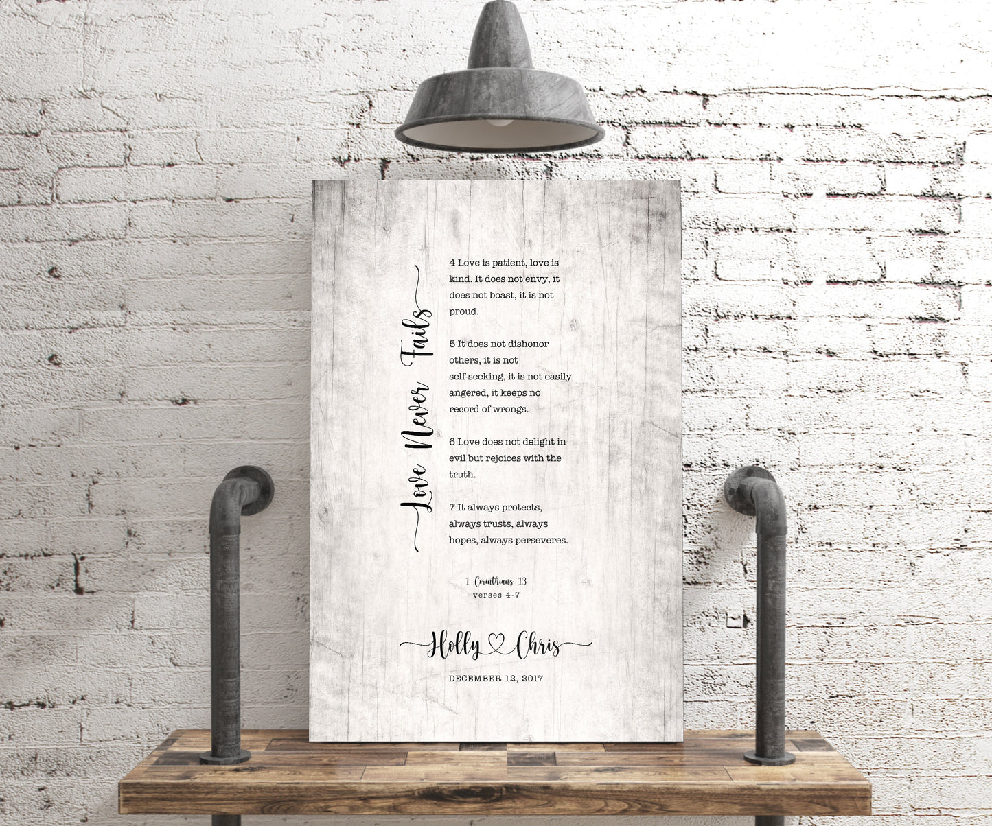 Love Never Fails Personalized 5th Anniversary Gift Decor - HoneycombProverbs - Signs - Vintage Lyrics Wall Art