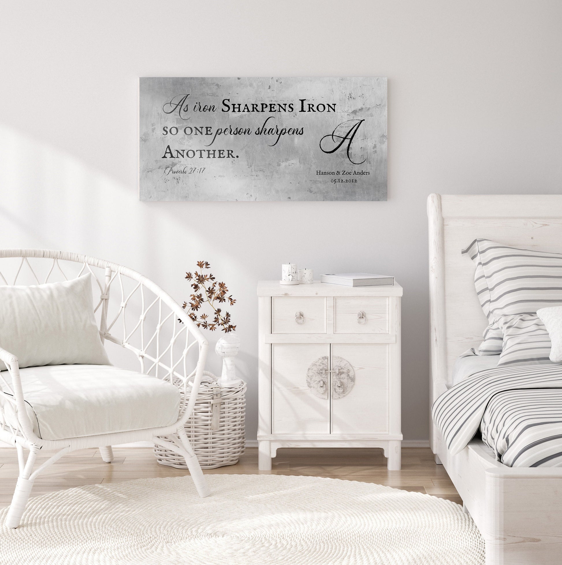 Proverbs 27:17 Monogrammed Sign on Tin - HoneycombProverbs - Signs - Christian Wall Art