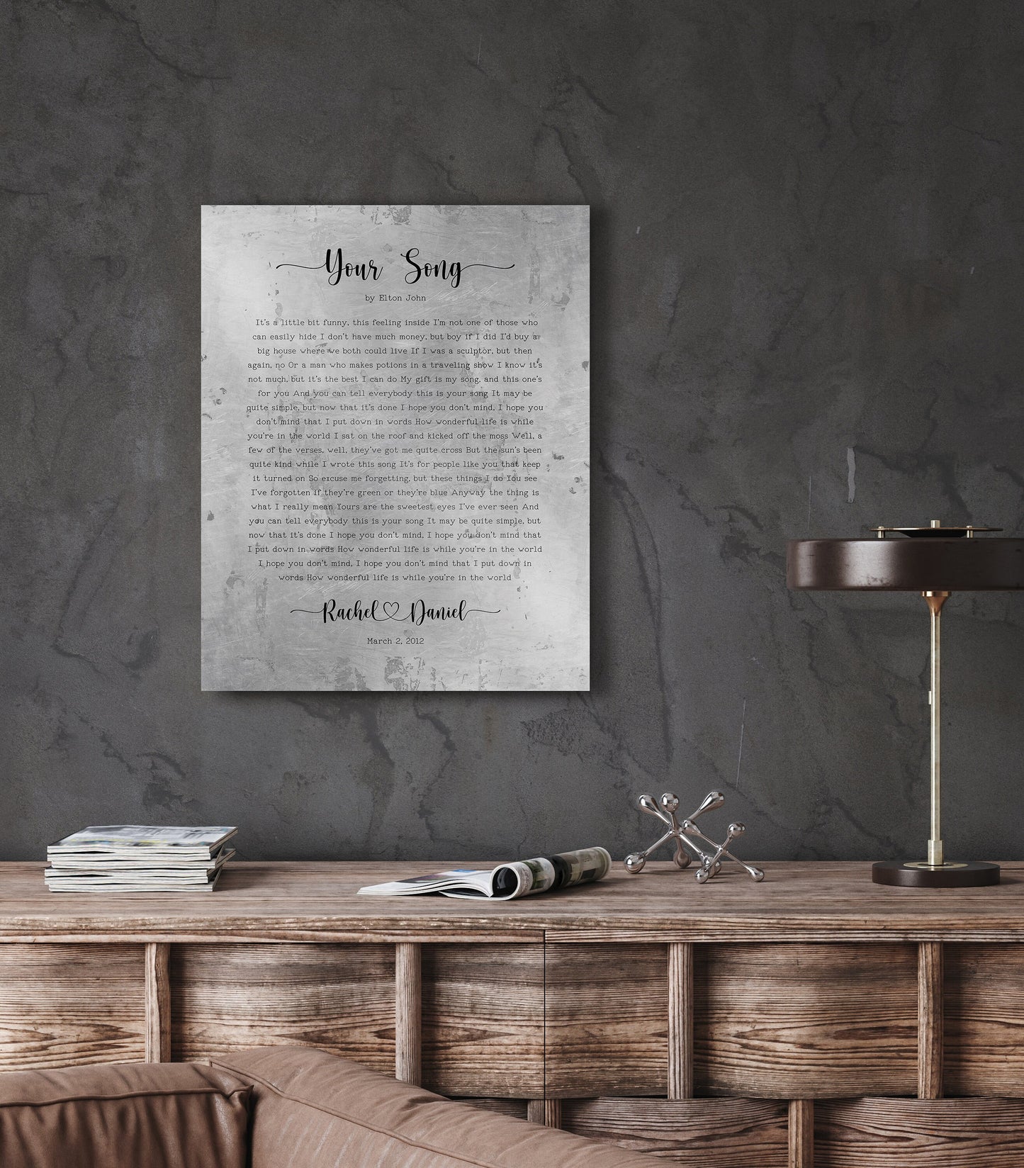 Rustic Hearts Sign Our First Dance on Tin - HoneycombProverbs - Signs - Vintage Lyrics Wall Art