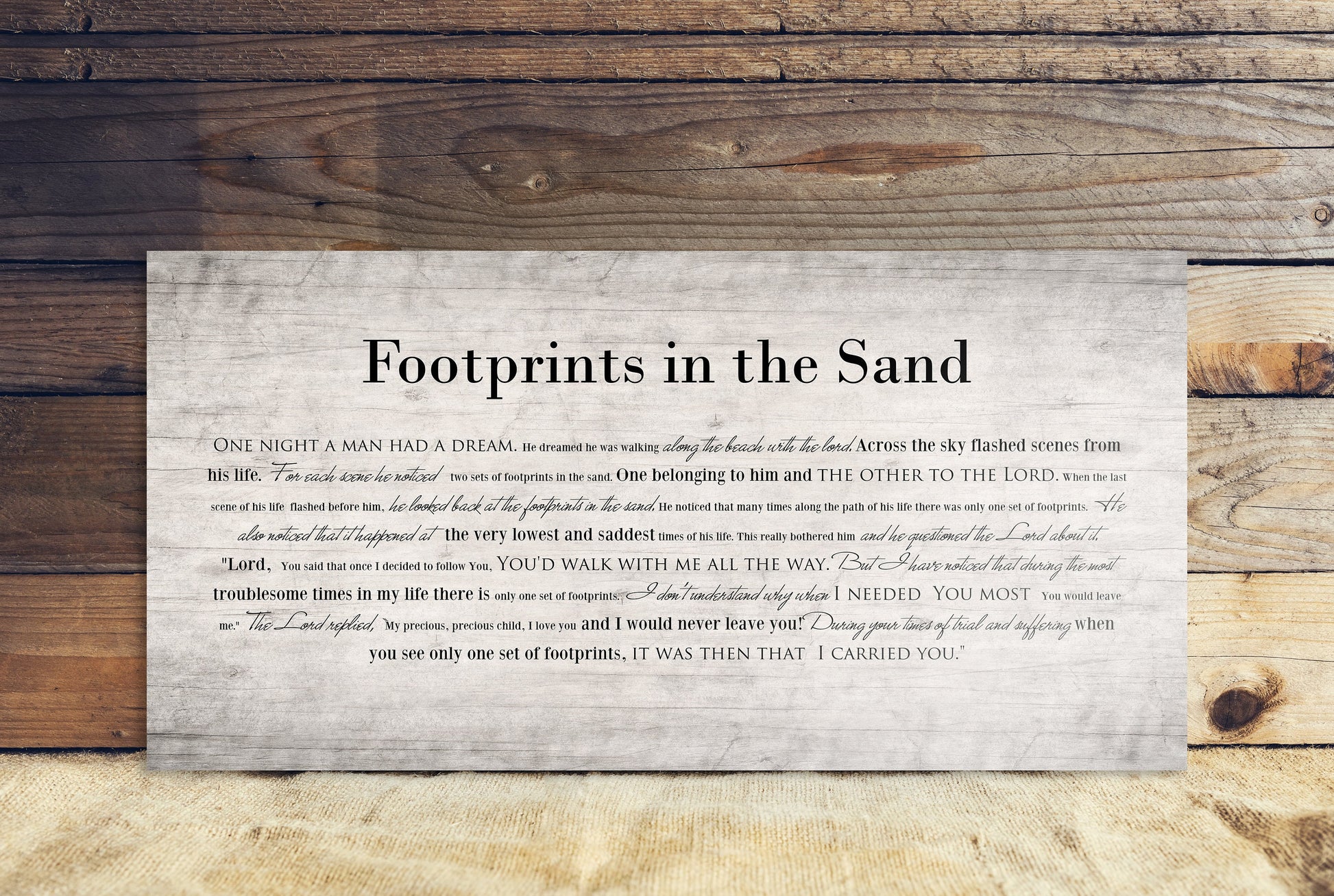 Men's Footprints in the Sand Inspirational Wall Decor - HoneycombProverbs - Signs - Christian Wall Art