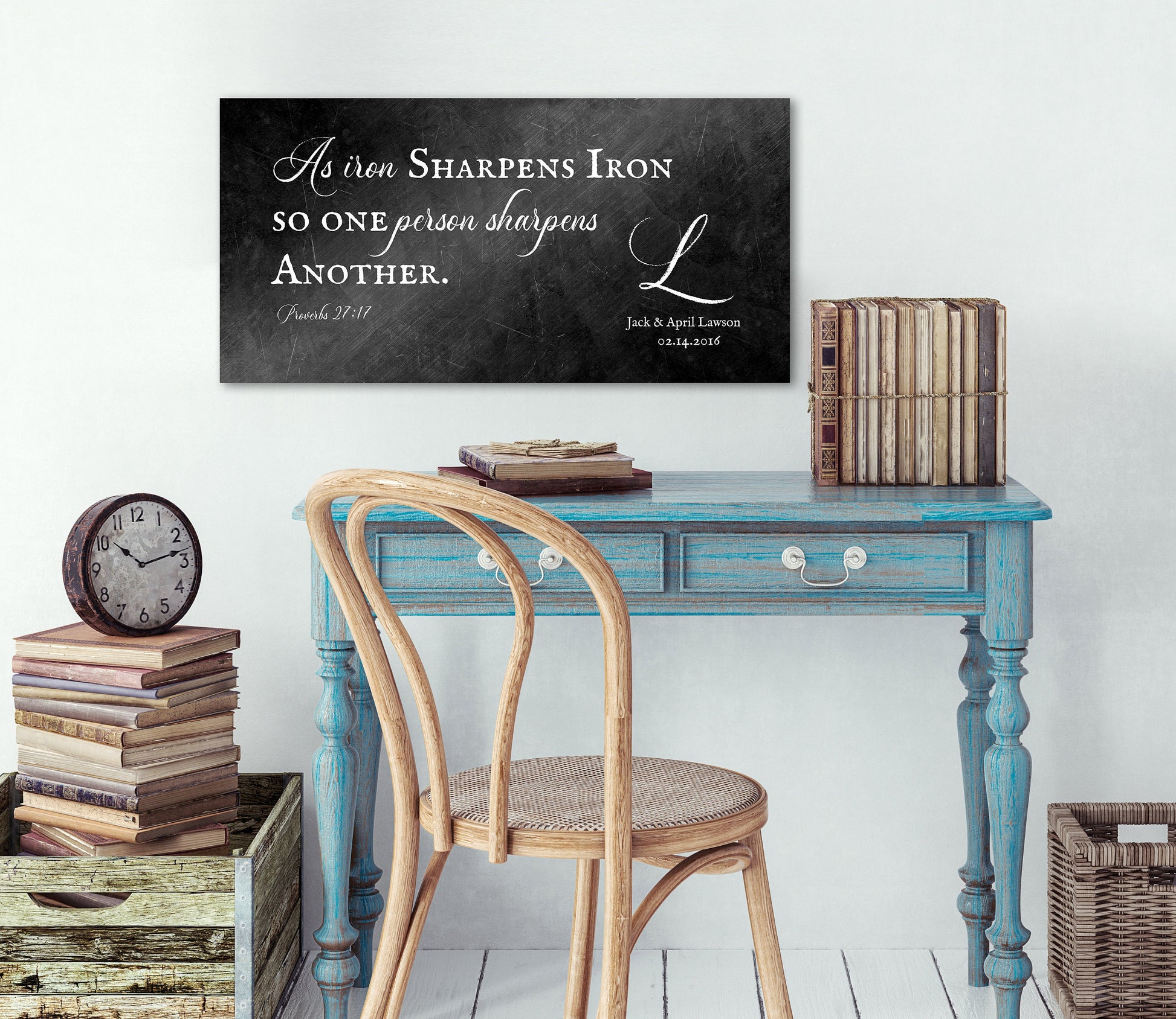 Iron Sharpens Iron Personalized Couple's Gift - HoneycombProverbs - Signs - Christian Wall Art