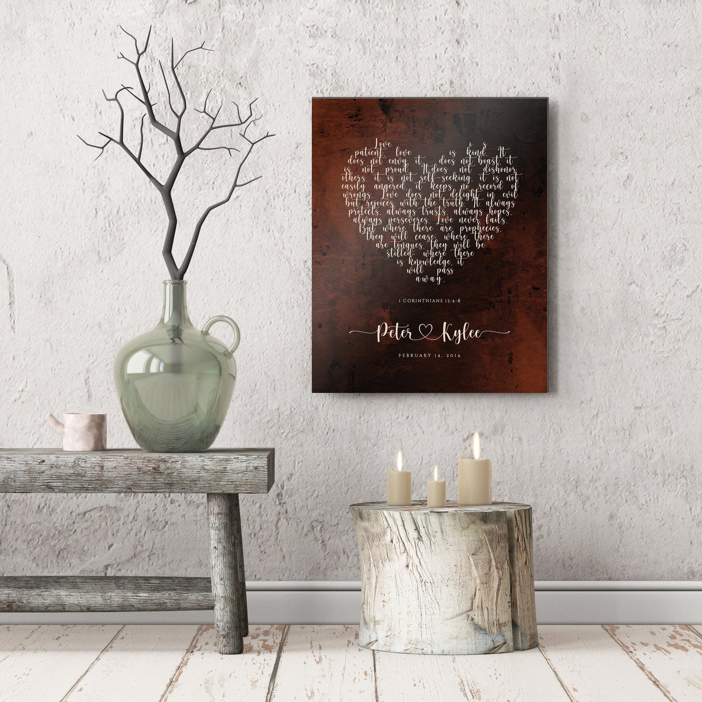 Bronze Gift for her, Love never fails Personalized Sign - HoneycombProverbs - Signs - Bronze Anniversary Gifts