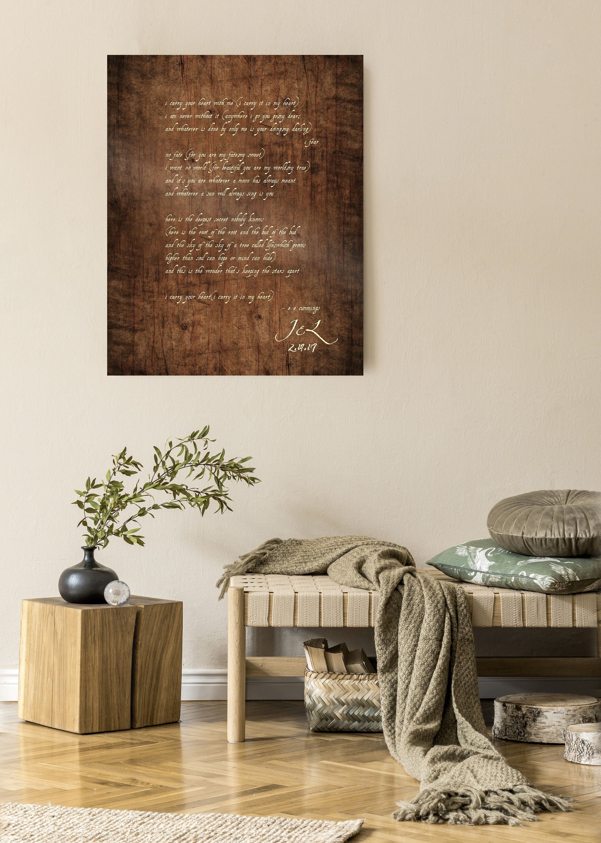 E.E. Cummings Poem Personalized on Wood - HoneycombProverbs - Signs - 5 year anniversary gifts