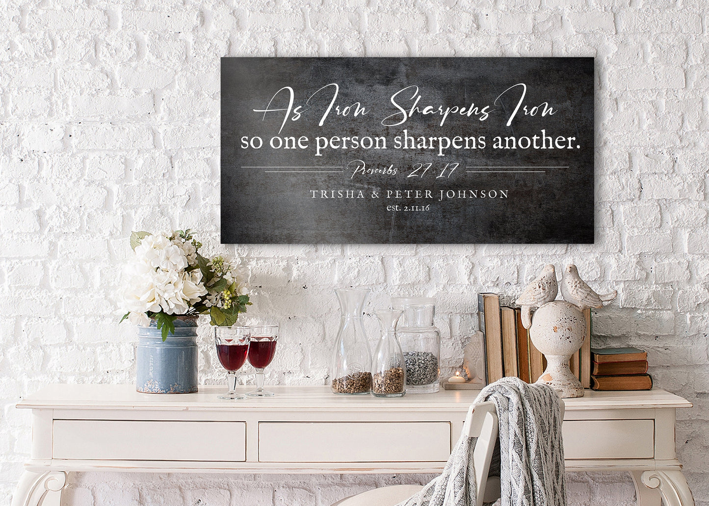 Iron Sharpens Iron Personalized Wall Decor - HoneycombProverbs - Signs - Christian Wall Art