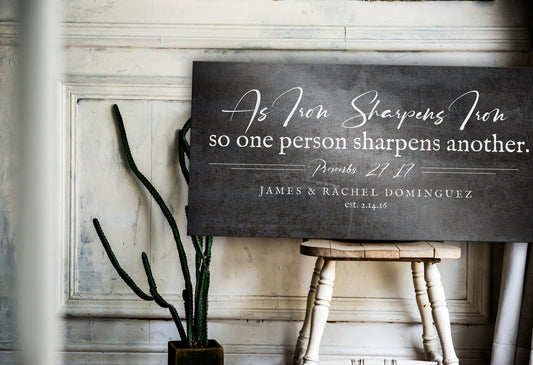 Iron Sharpens Iron Personalized Wall Decor - HoneycombProverbs - Signs - Christian Wall Art