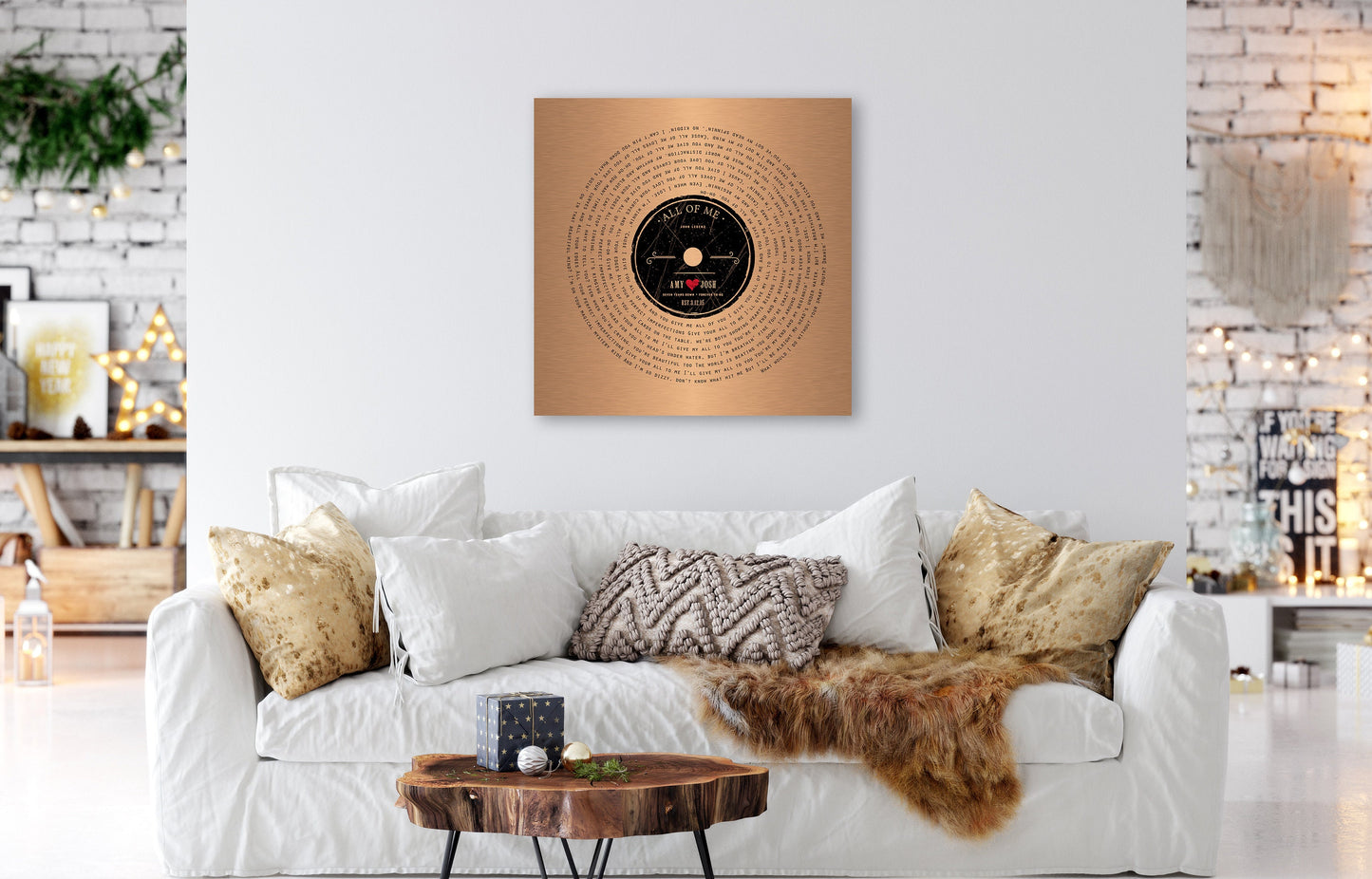 Seven Years Down LP Record Art - HoneycombProverbs - Signs - Copper Anniversary Gifts