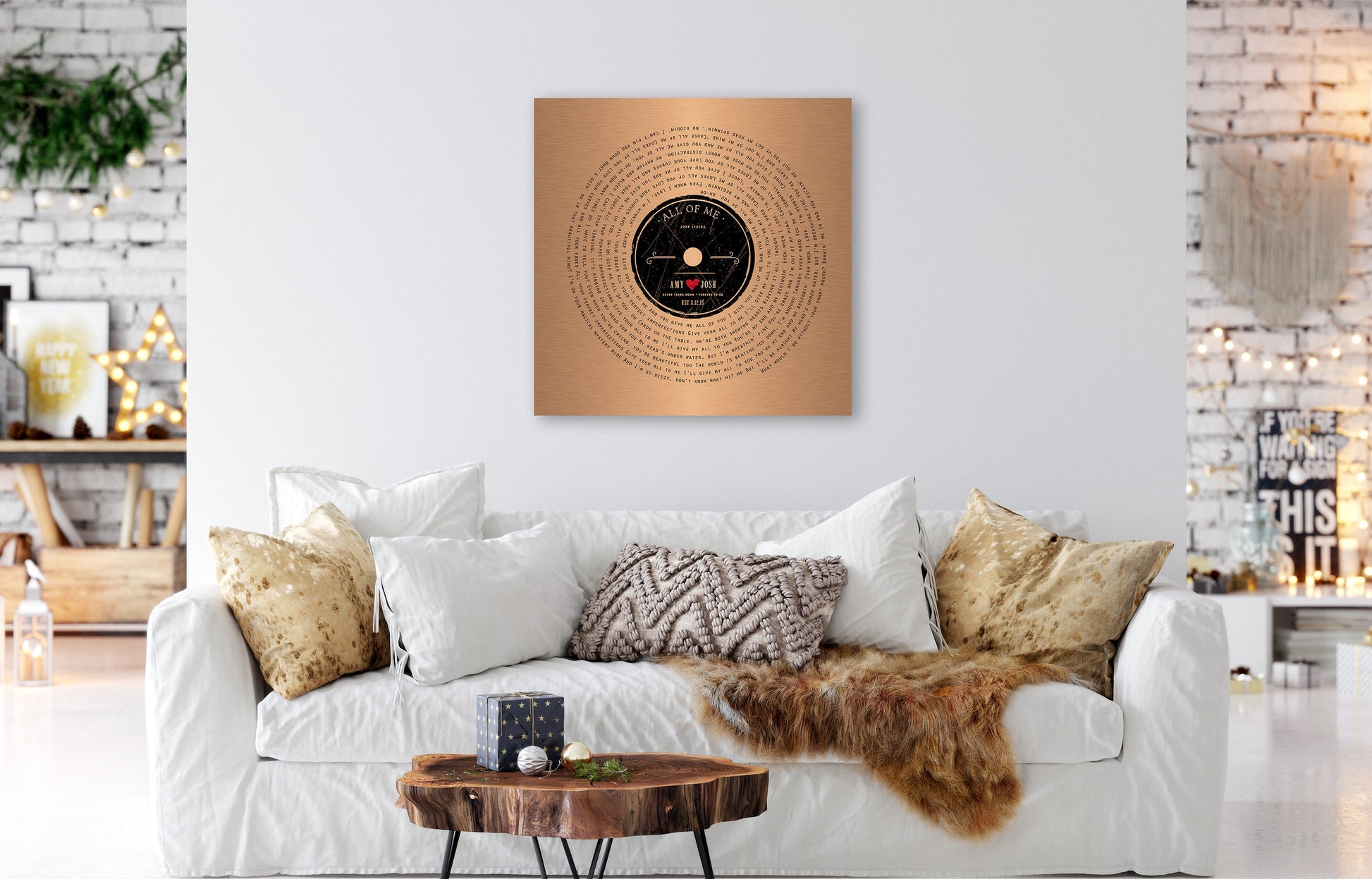 Seven Years Down LP Record Art - HoneycombProverbs - Signs - Copper Anniversary Gifts