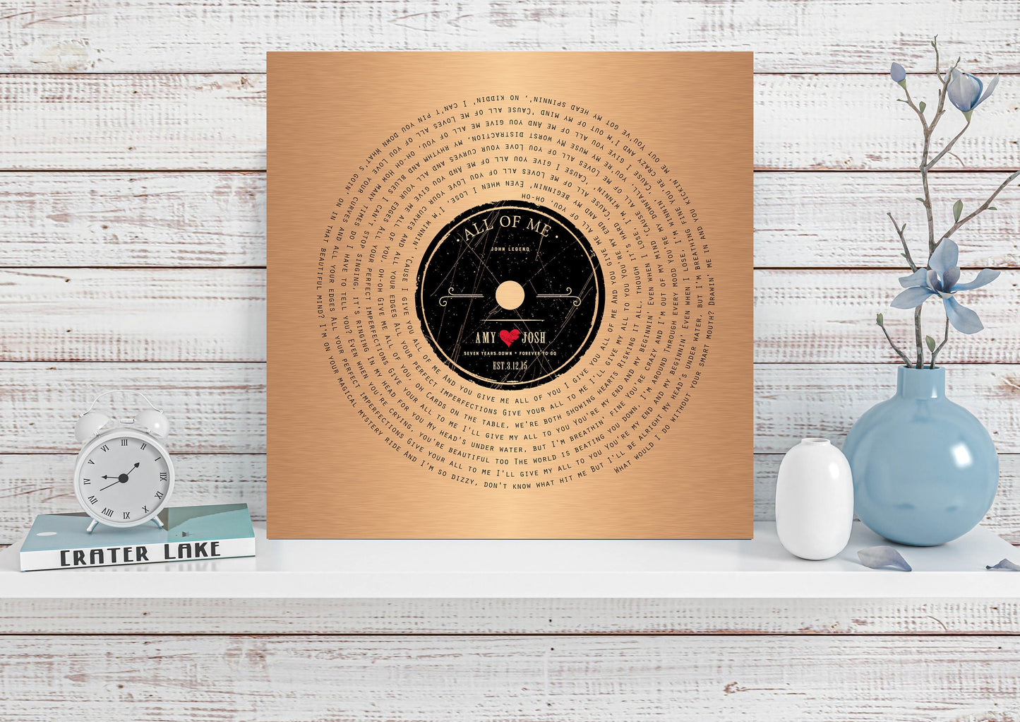 Seven Years Down LP Record Art - HoneycombProverbs - Signs - Copper Anniversary Gifts
