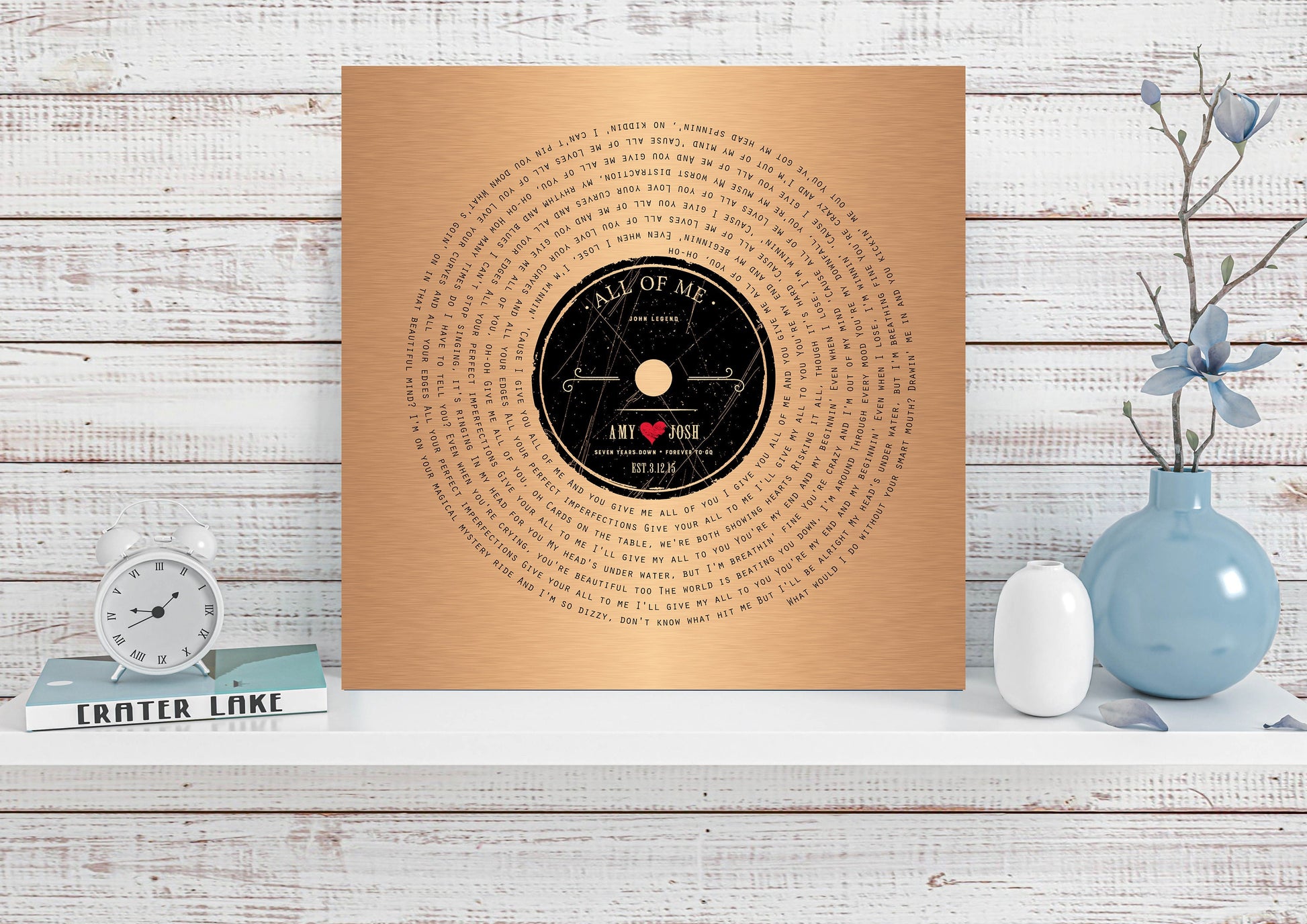 Seven Years Down LP Record Art - HoneycombProverbs - Signs - Copper Anniversary Gifts