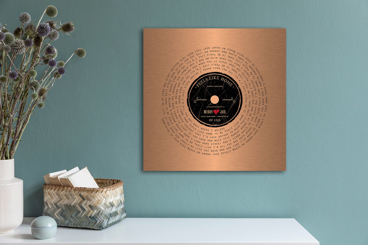 Seven Years Down LP Record Art - HoneycombProverbs - Signs - Copper Anniversary Gifts