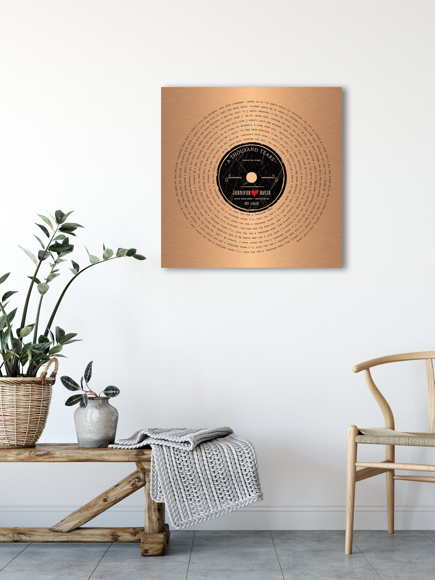 Seven Years Down LP Record Art - HoneycombProverbs - Signs - Copper Anniversary Gifts
