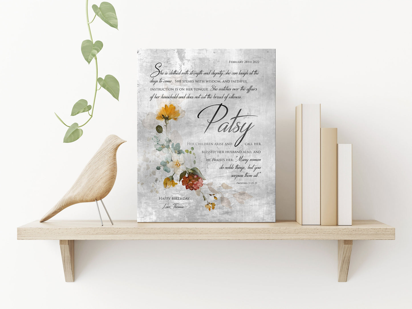 Rustic Floral Proverbs 31 Wall Decor - HoneycombProverbs - Signs - Christian Wall Art