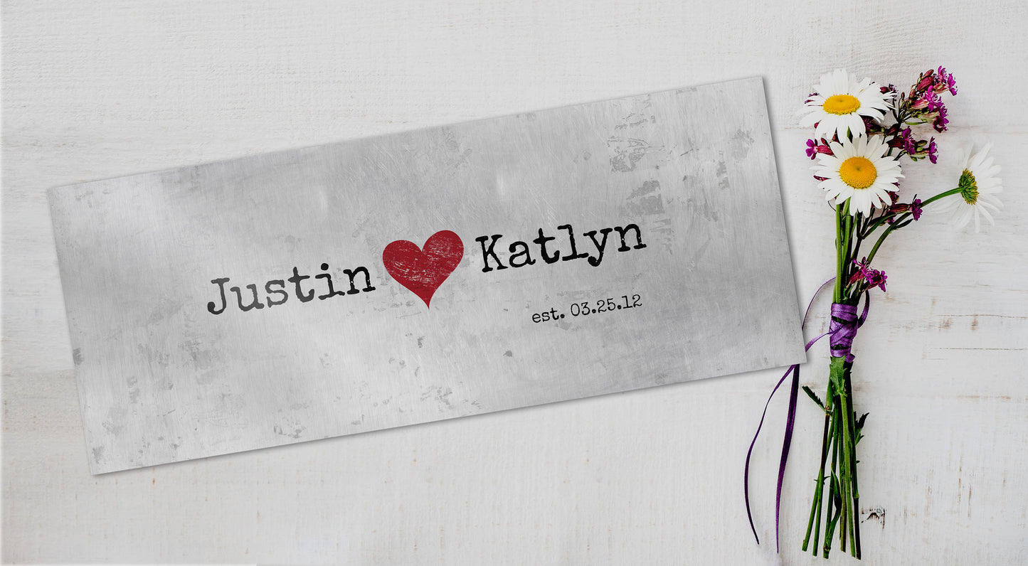 Personalized Tin Love Stamp Sign - HoneycombProverbs - Gifts For The Couple - Name Signs Wall Art