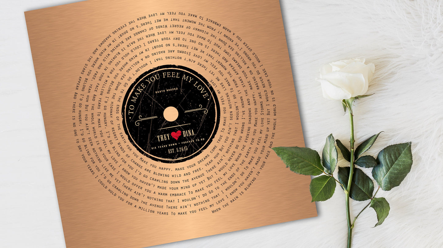Seven Years Down LP Record Art - HoneycombProverbs - Signs - Copper Anniversary Gifts