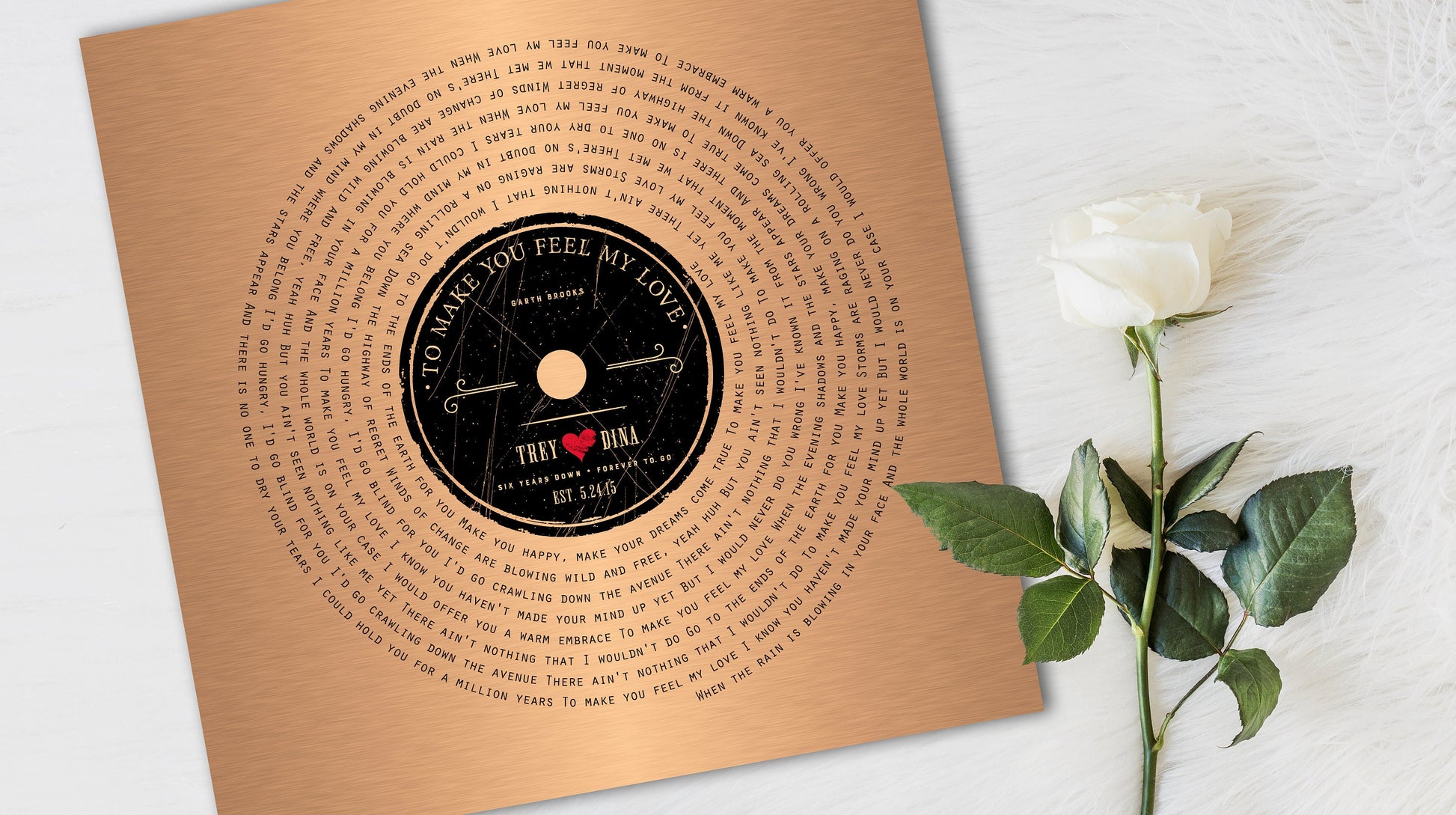 Seven Years Down LP Record Art - HoneycombProverbs - Signs - Copper Anniversary Gifts
