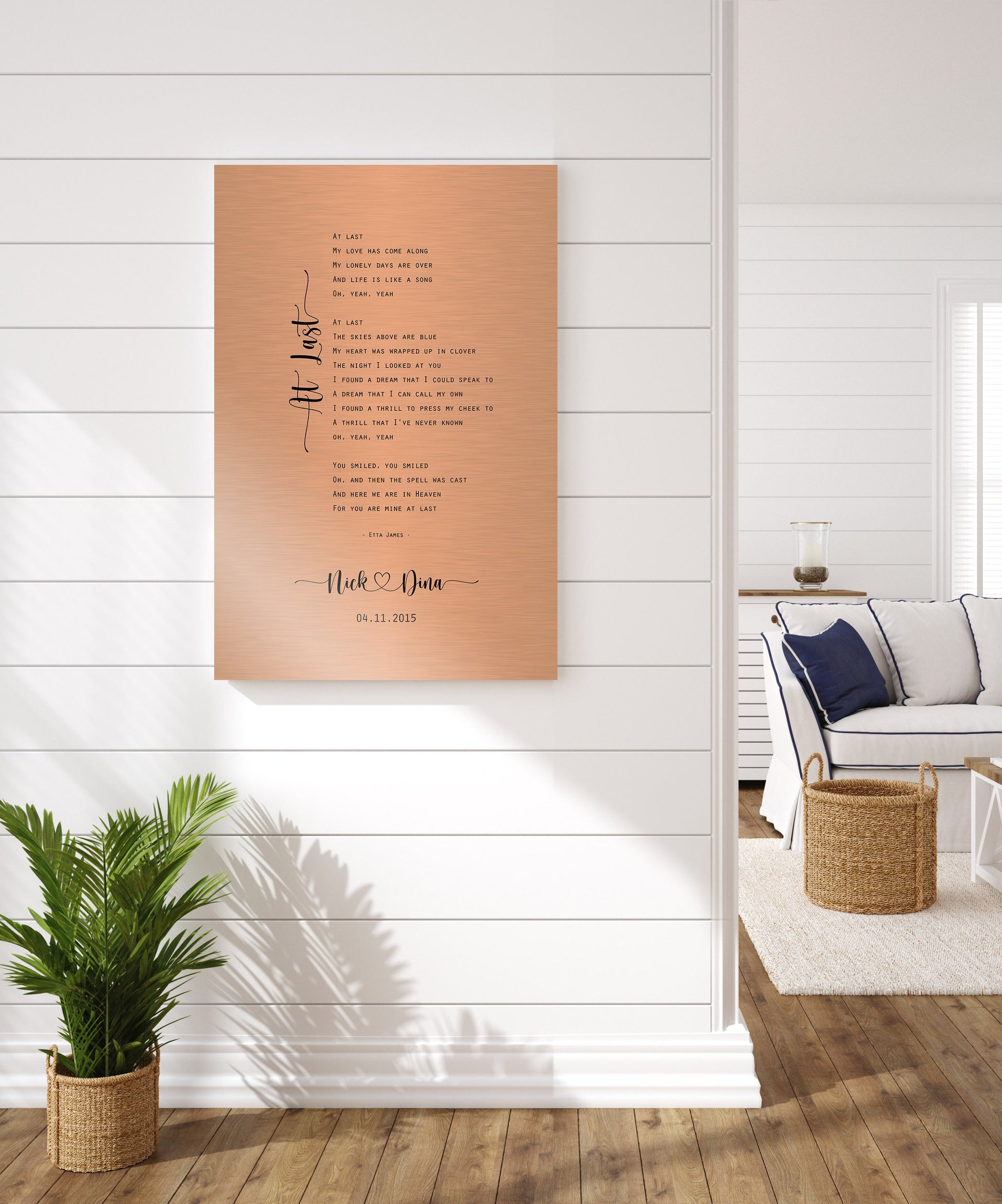 Couple's Copper Song Lyric Art - HoneycombProverbs - Signs - Copper Anniversary Gifts