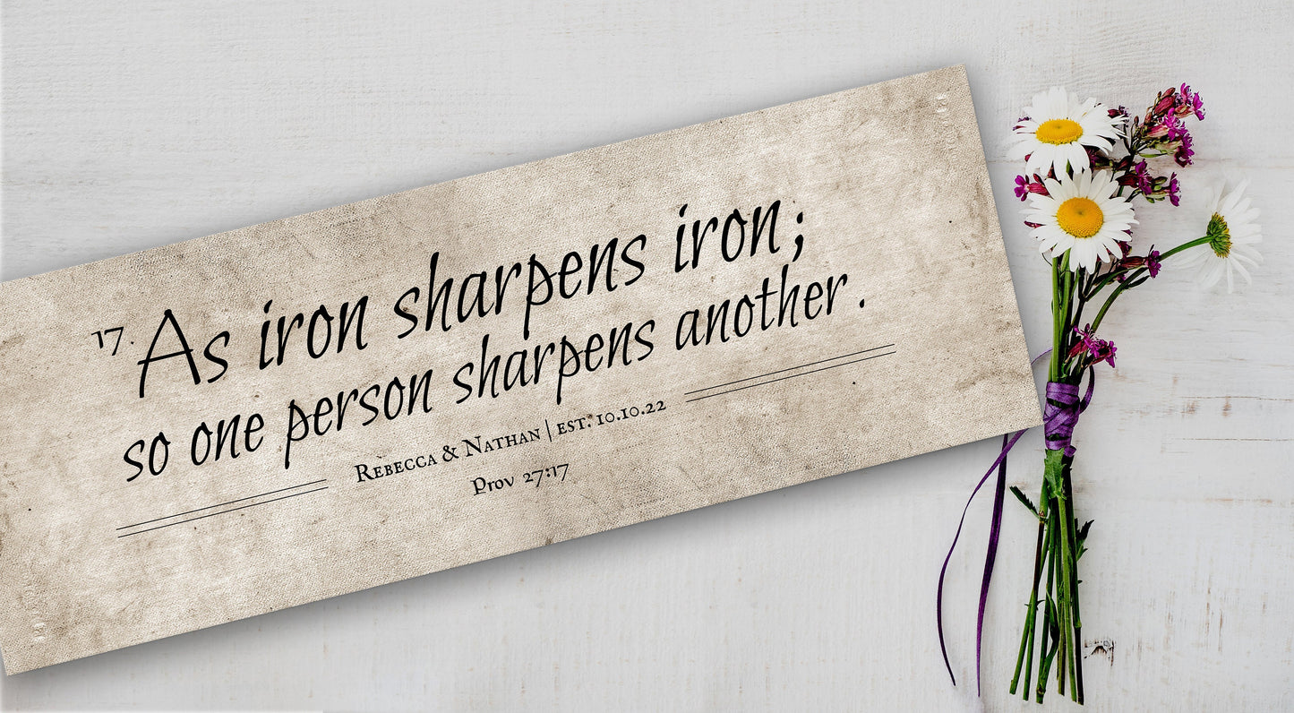 Cotton Iron sharpens Iron Wall Art, Men Anniversary Gift - HoneycombProverbs - Giclée - 2nd Year Cotton Art