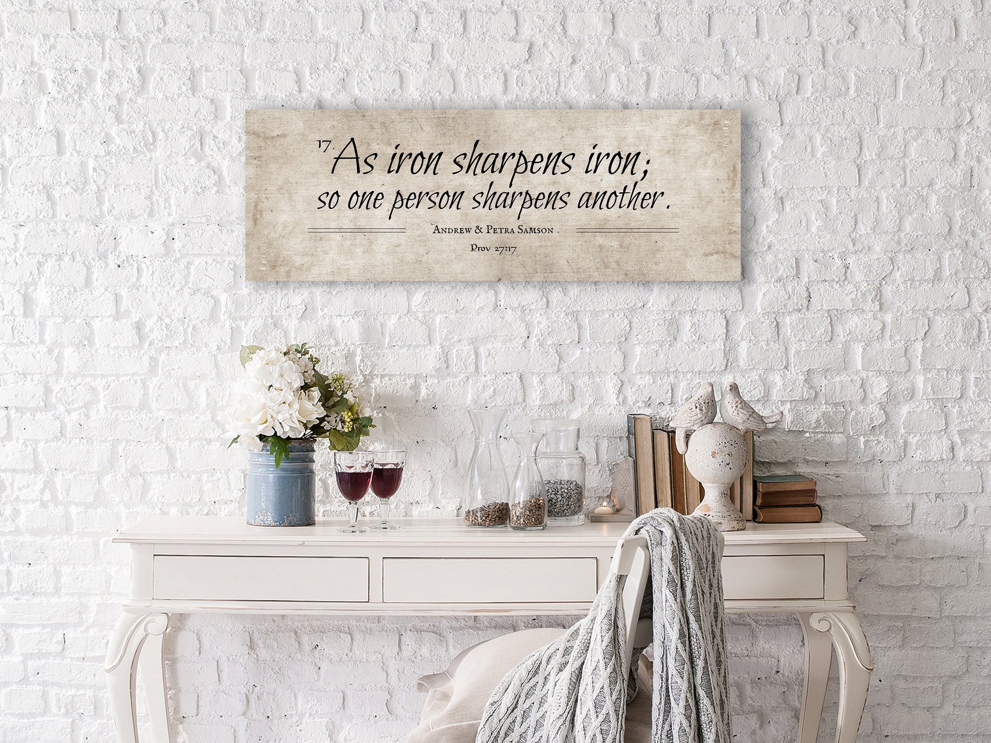 Cotton Iron sharpens Iron Wall Art, Men Anniversary Gift - HoneycombProverbs - Giclée - 2nd Year Cotton Art