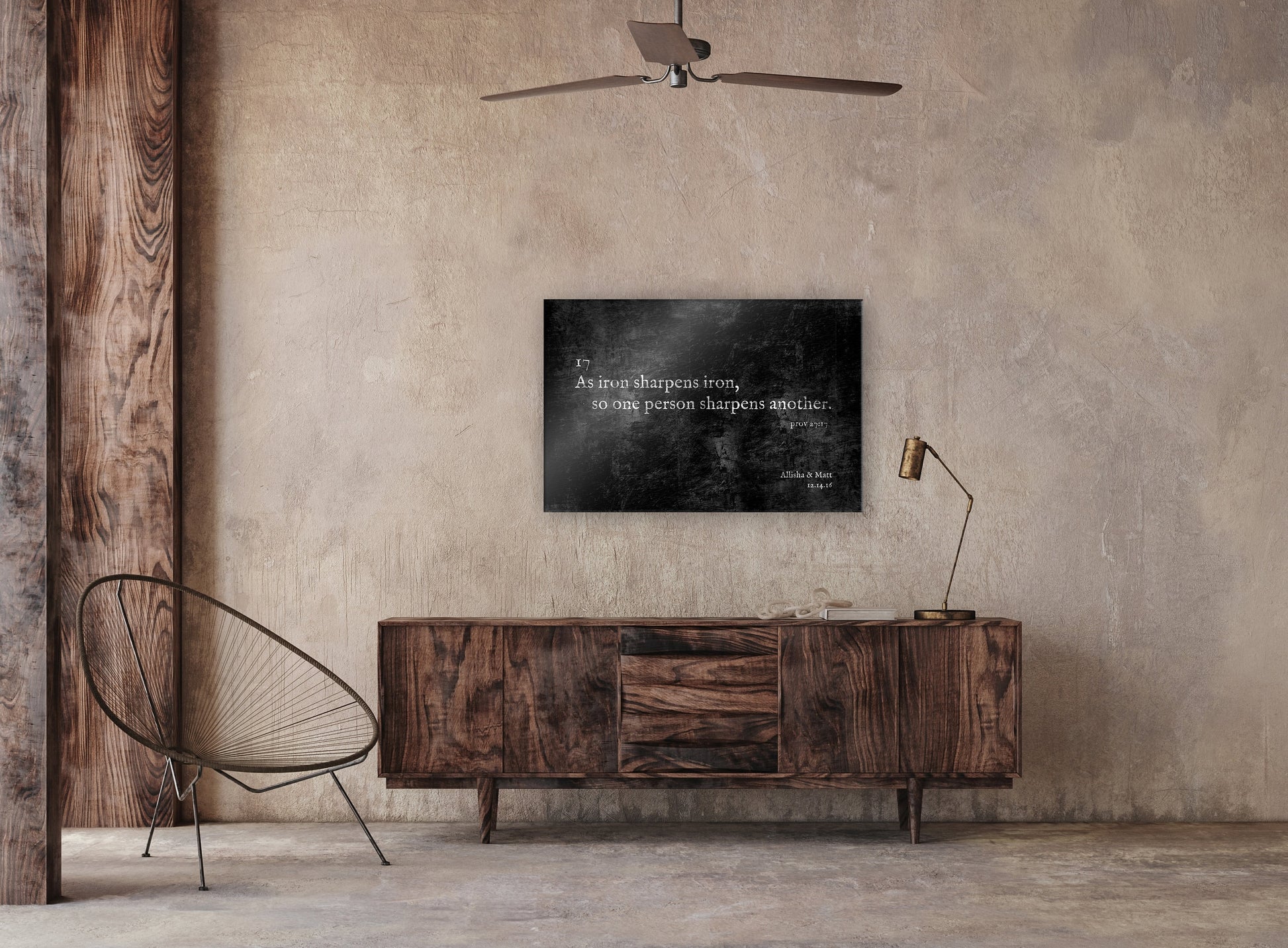 Proverbs 27:17 Grunge Sign on Iron - HoneycombProverbs - Signs - Luxury Corporate Gifts