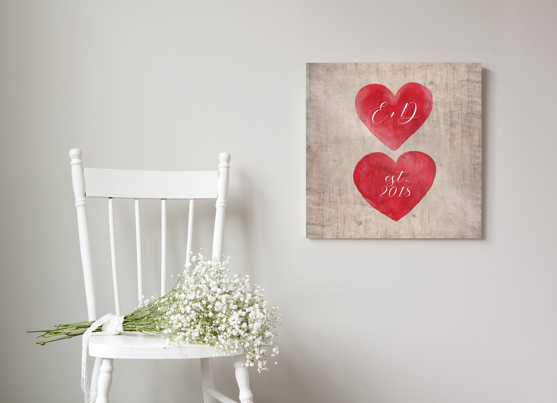 Hearts on Wood Personalized Established Sign - HoneycombProverbs - Signs - Name Signs Wall Art