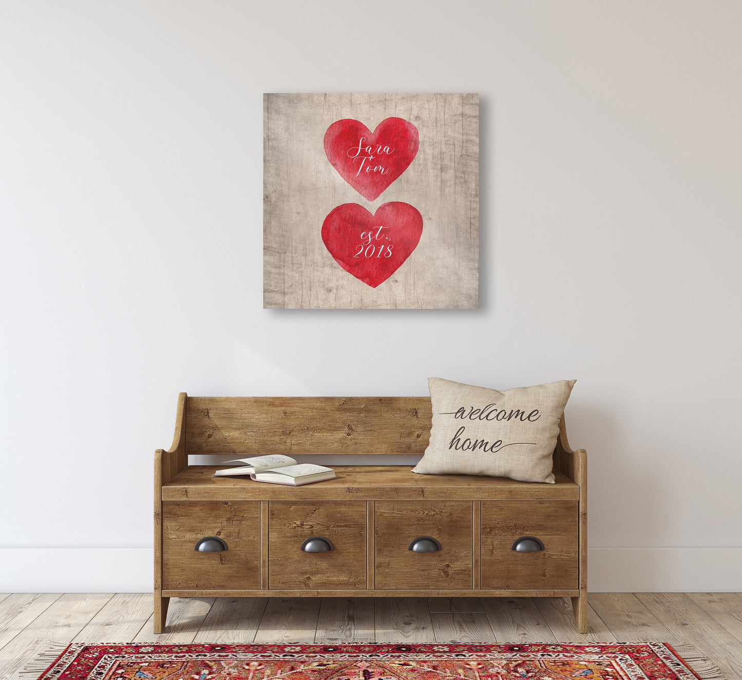 Hearts on Wood Personalized Established Sign - HoneycombProverbs - Signs - Name Signs Wall Art