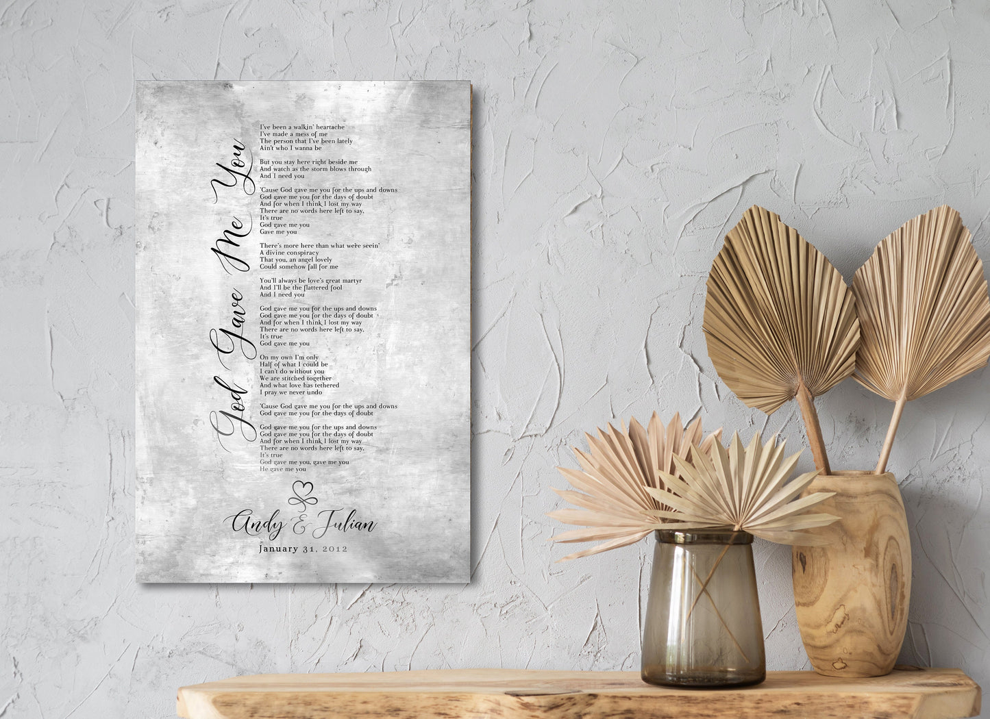 Infinity Heart Custom Song Lyric Sign on Tin - HoneycombProverbs - Signs - Rustic Lyrics Wall Decor