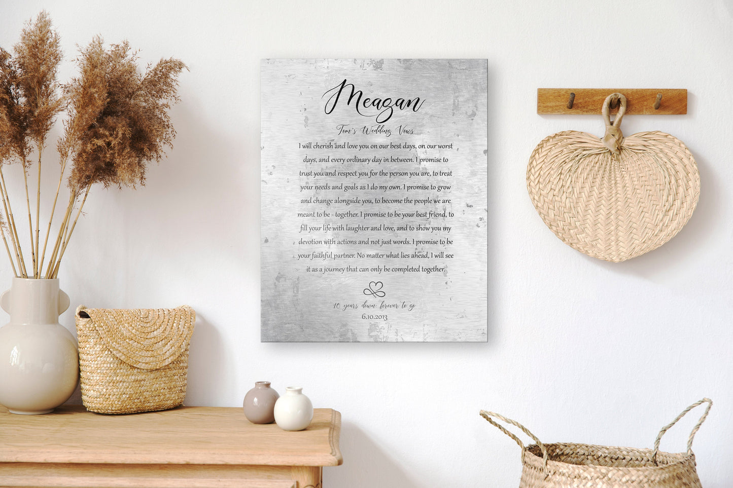 wedding vow keepsake on tin