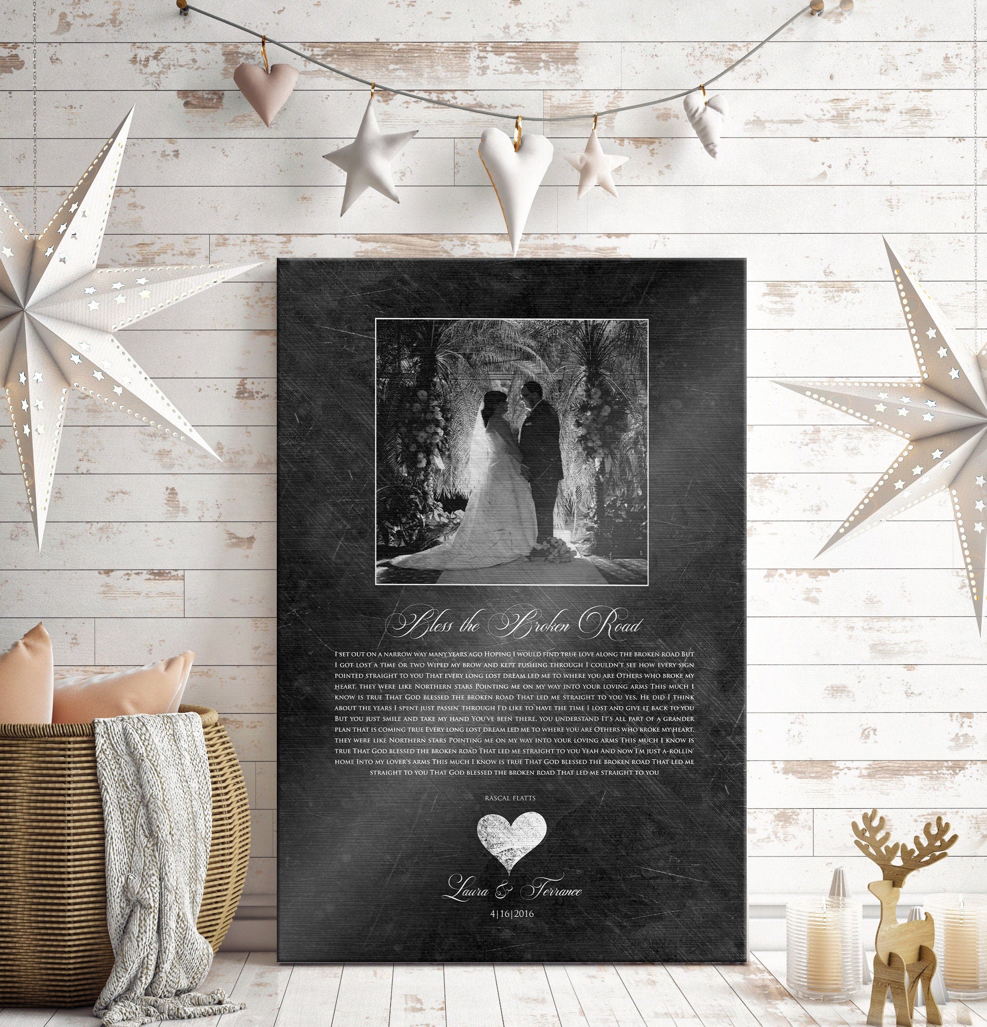 Picture of Romance: Iron Themed Song Lyric Plaque - HoneycombProverbs - Gifts For The Couple - Photo Lyrics Wall Art