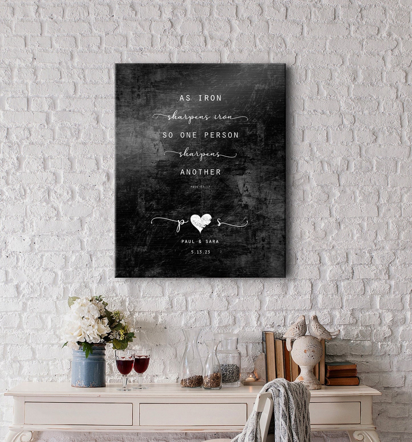 Iron Sharpens Iron: 6th Anniversary Gift for Men, couples plaque - HoneycombProverbs - Wall Hangings - Christian Wall Art