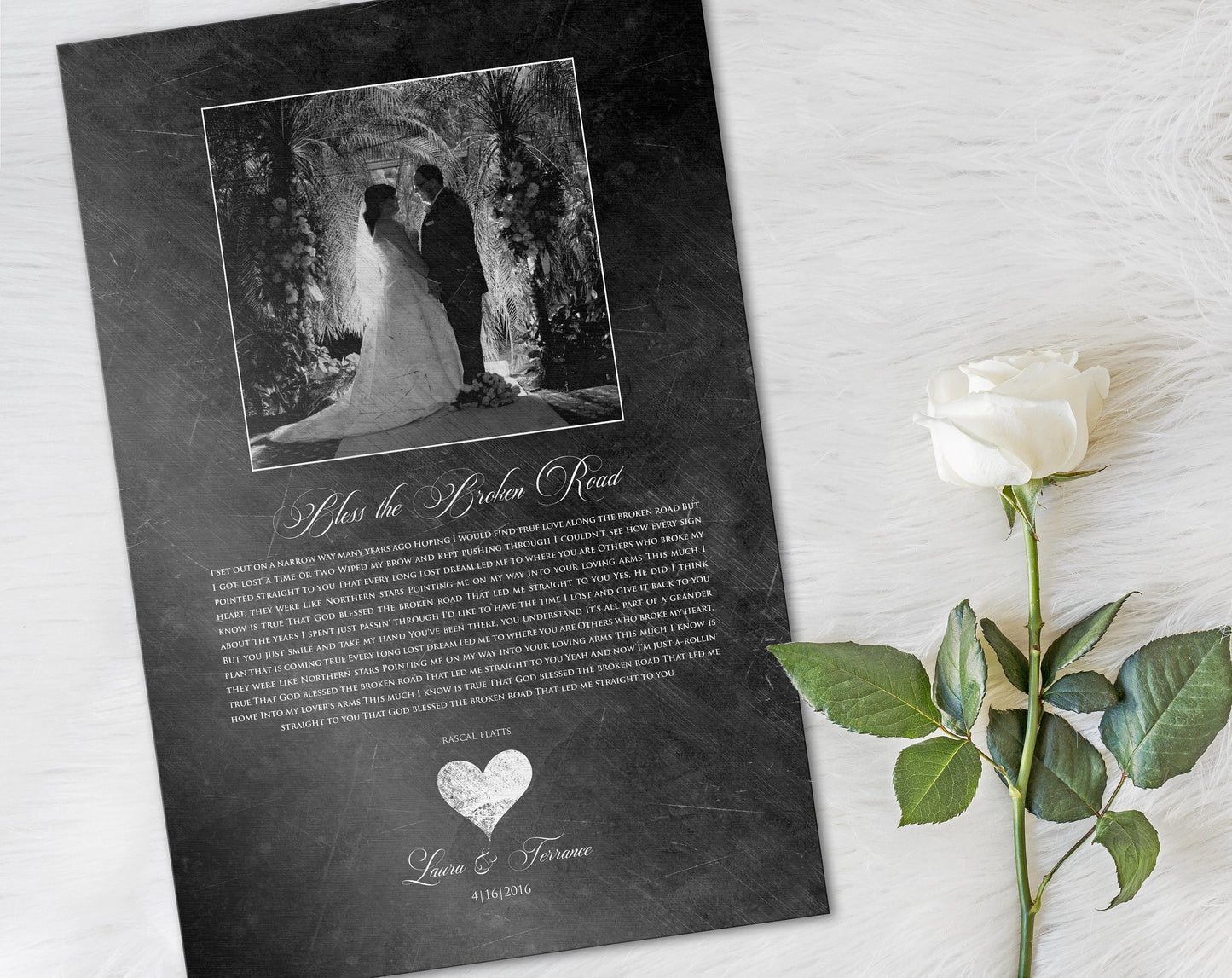 Picture of Romance: Iron Themed Song Lyric Plaque - HoneycombProverbs - Gifts For The Couple - Photo Lyrics Wall Art