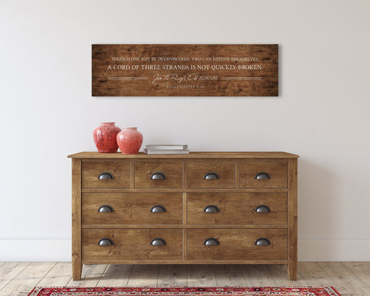 Scripture Inspired Wedding Gift, Ecc 4:12 - HoneycombProverbs - Gifts For The Couple - Christian Wall Art