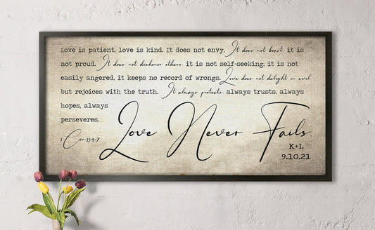 Vintage Couple's Decor, Love Never Fails Art - HoneycombProverbs - Giclée - Christian Wall Art