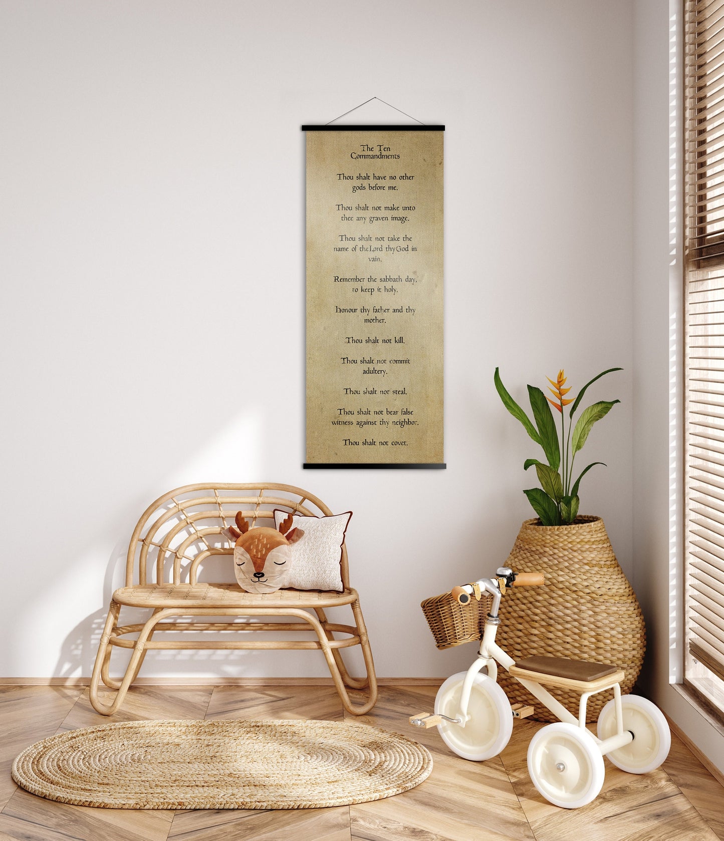 10 Commandments Antiqued Scroll Tapestry - HoneycombProverbs - Tapestries - Christian Wall Art