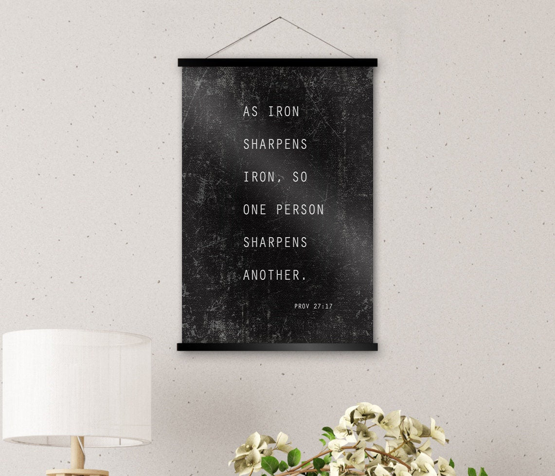 Proverbs 27:17 Rustic Grunge Scroll Tapestry - HoneycombProverbs - Tapestries - Christian Wall Art