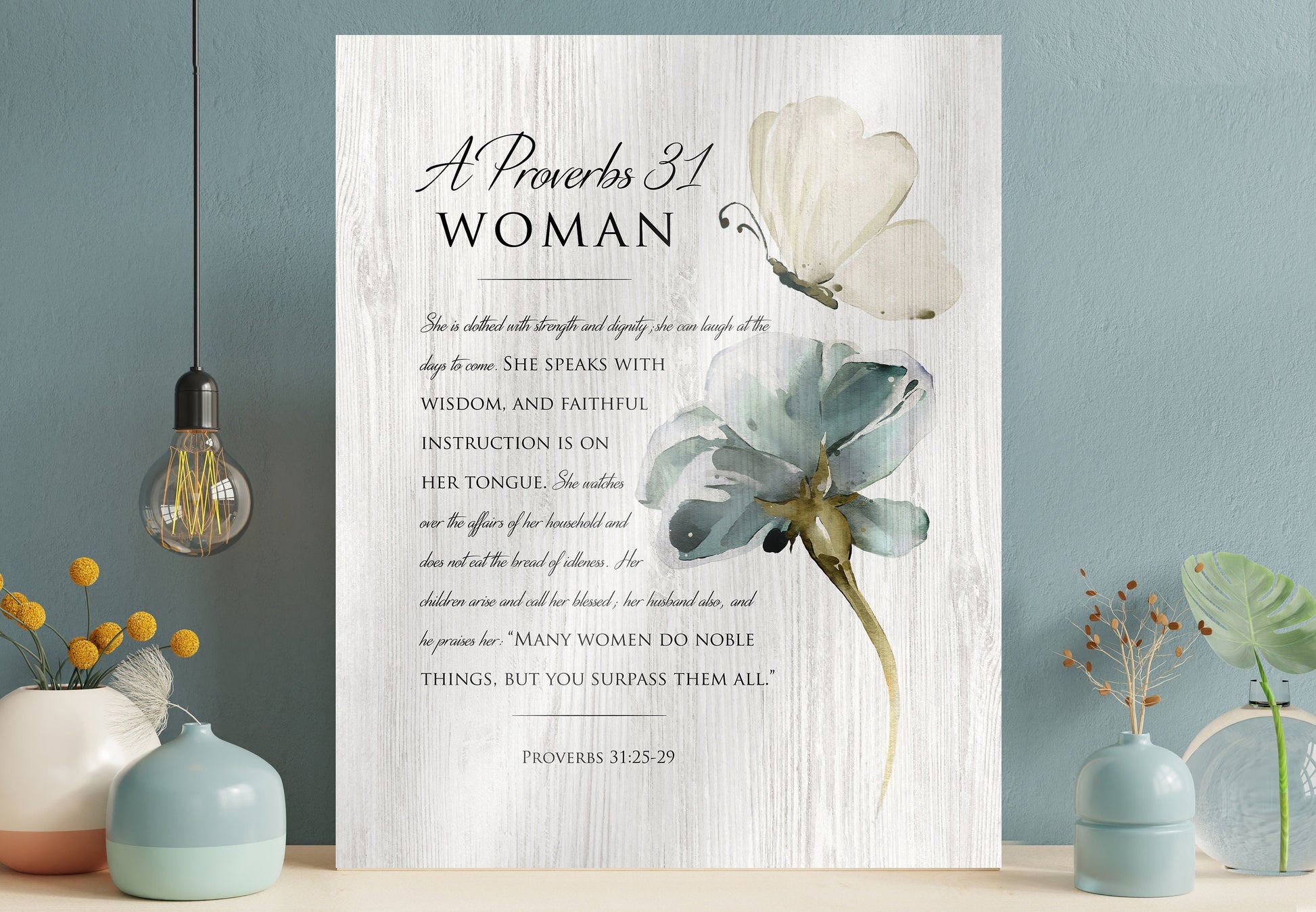 A Proverbs 31 Woman Floral Wood Sign - HoneycombProverbs - Signs - Christian Wall Art