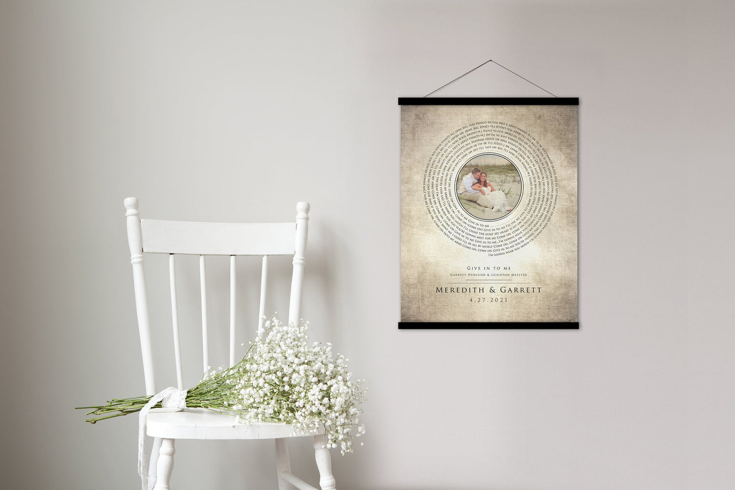 2 Year Cotton Anniversary, Photo Record Art - HoneycombProverbs - Tapestries - Rustic Lyrics Wall Decor