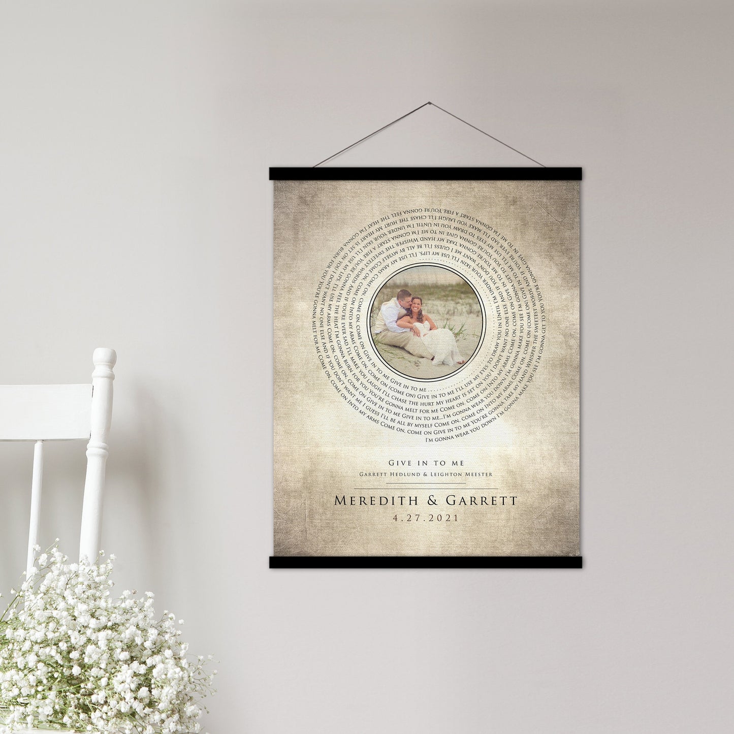 2 Year Cotton Anniversary, Photo Record Art - HoneycombProverbs - Tapestries - Rustic Lyrics Wall Decor