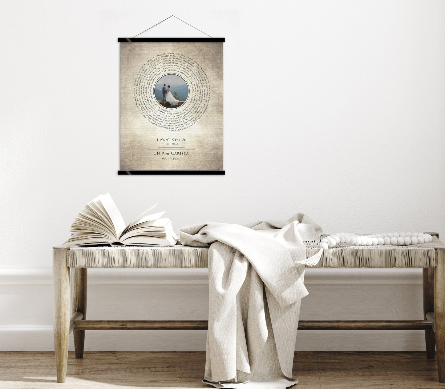 2 Year Cotton Anniversary, Photo Record Art - HoneycombProverbs - Tapestries - Rustic Lyrics Wall Decor