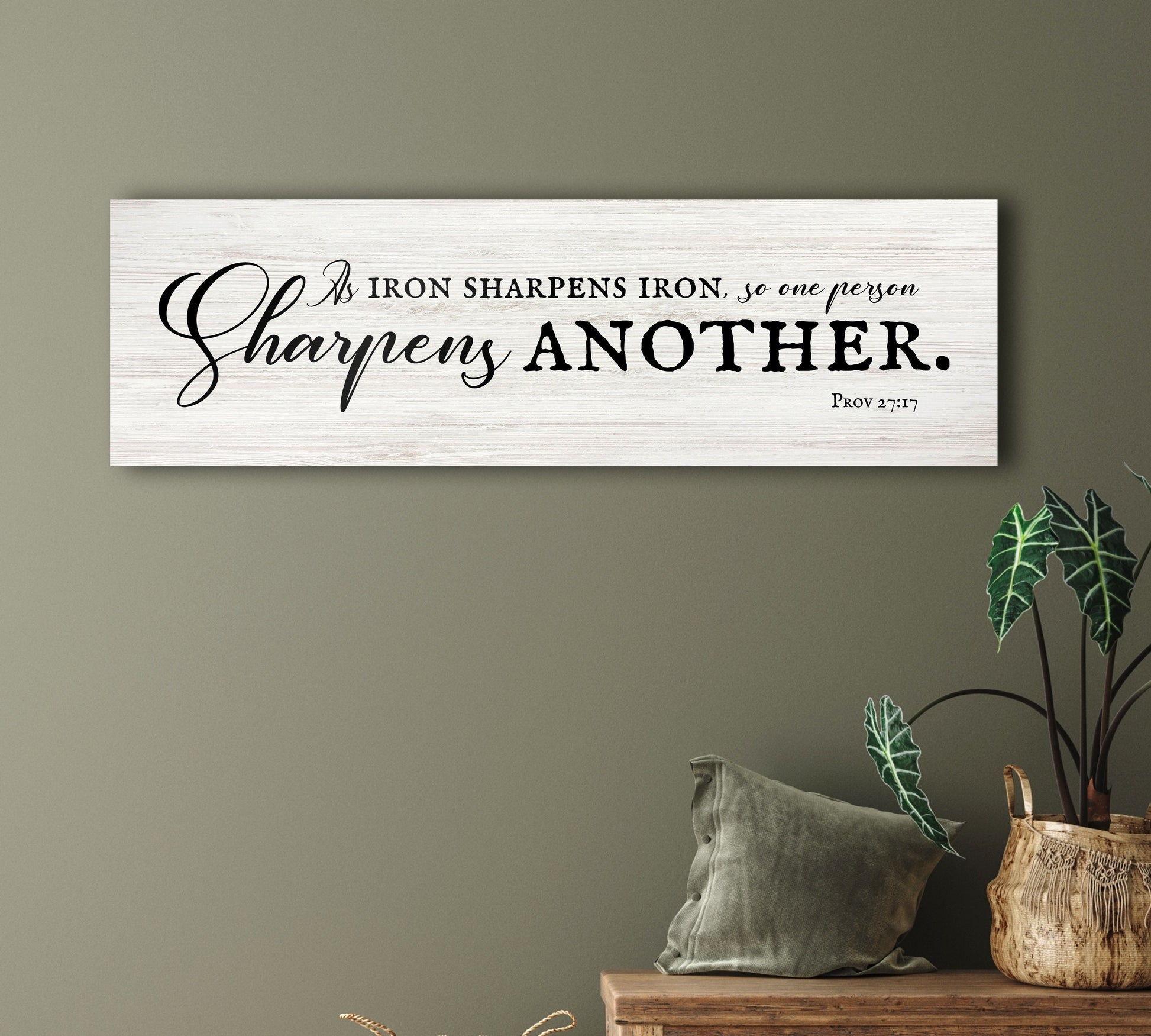 Iron Sharpens Iron Country Farmhouse Sign - HoneycombProverbs - Signs - Christian Wall Art