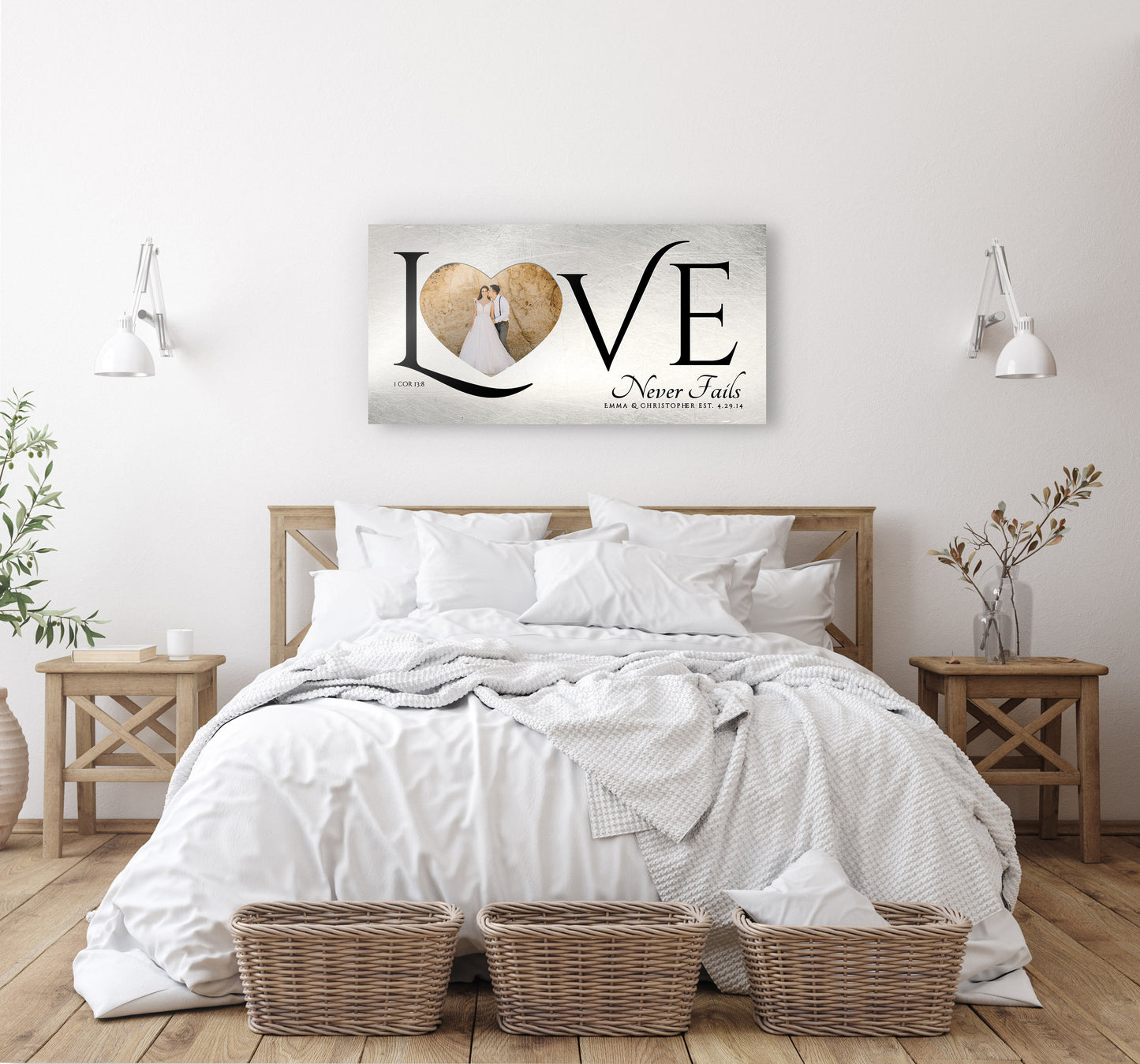 Personalized Love Decor with Photo, Love Never Fails Sign - HoneycombProverbs - Signs - Photo Plaques