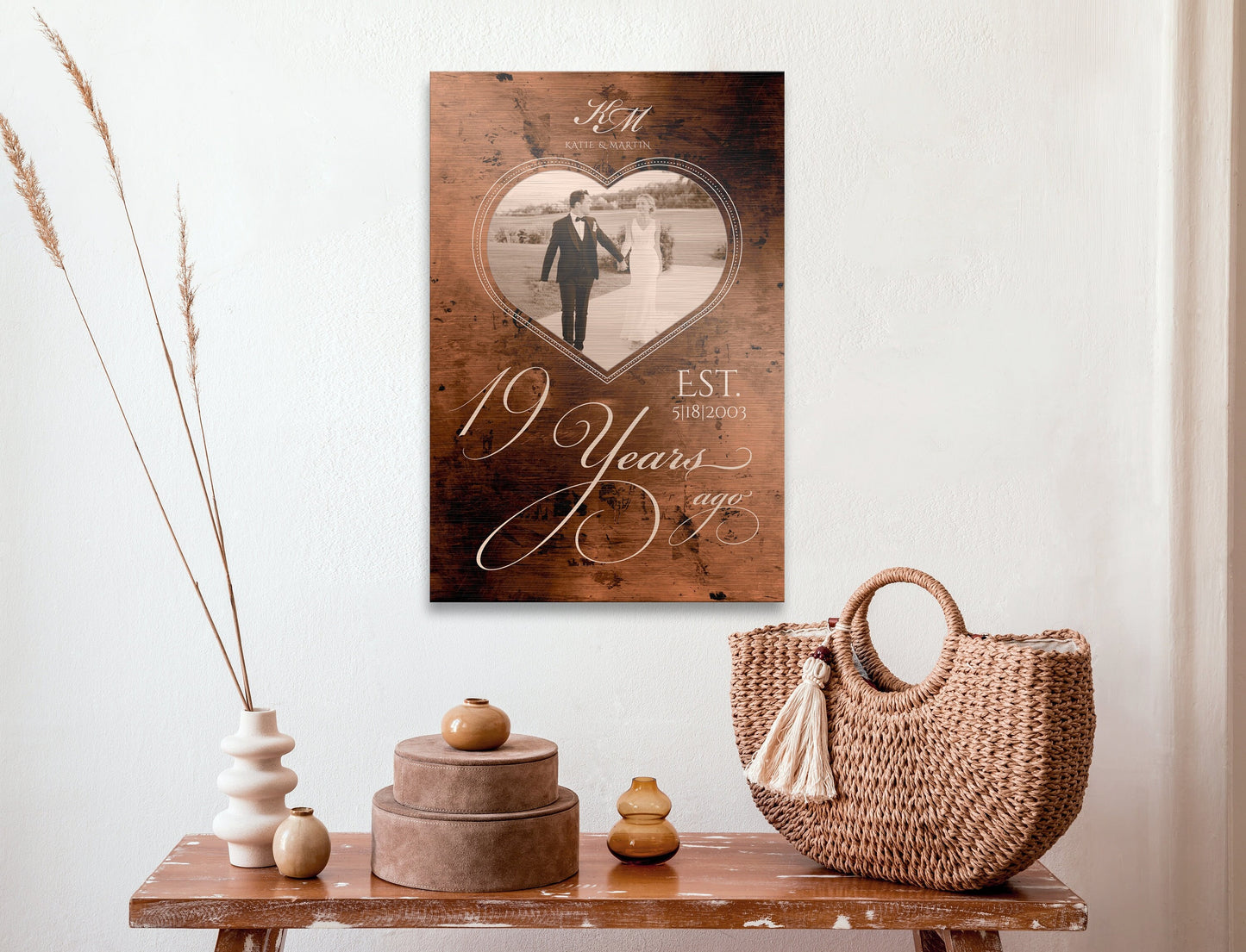 19 or 8 Years of Love: Bronze Photo Plaque - HoneycombProverbs - Gifts For The Couple - Bronze Anniversary Gifts