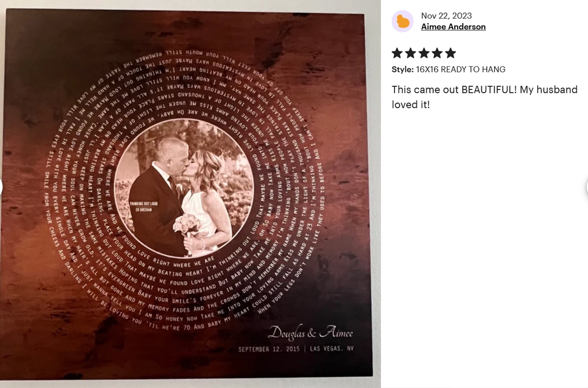 Burnished Bronze LP Record Song and Photo Art