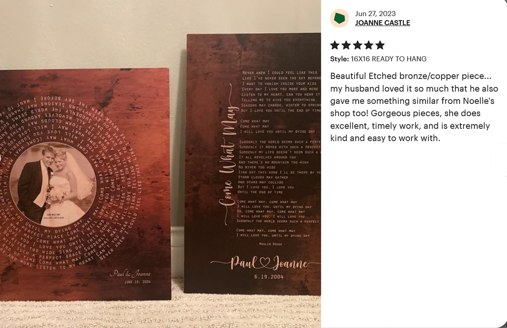 Burnished Bronze LP Record Song and Photo Art