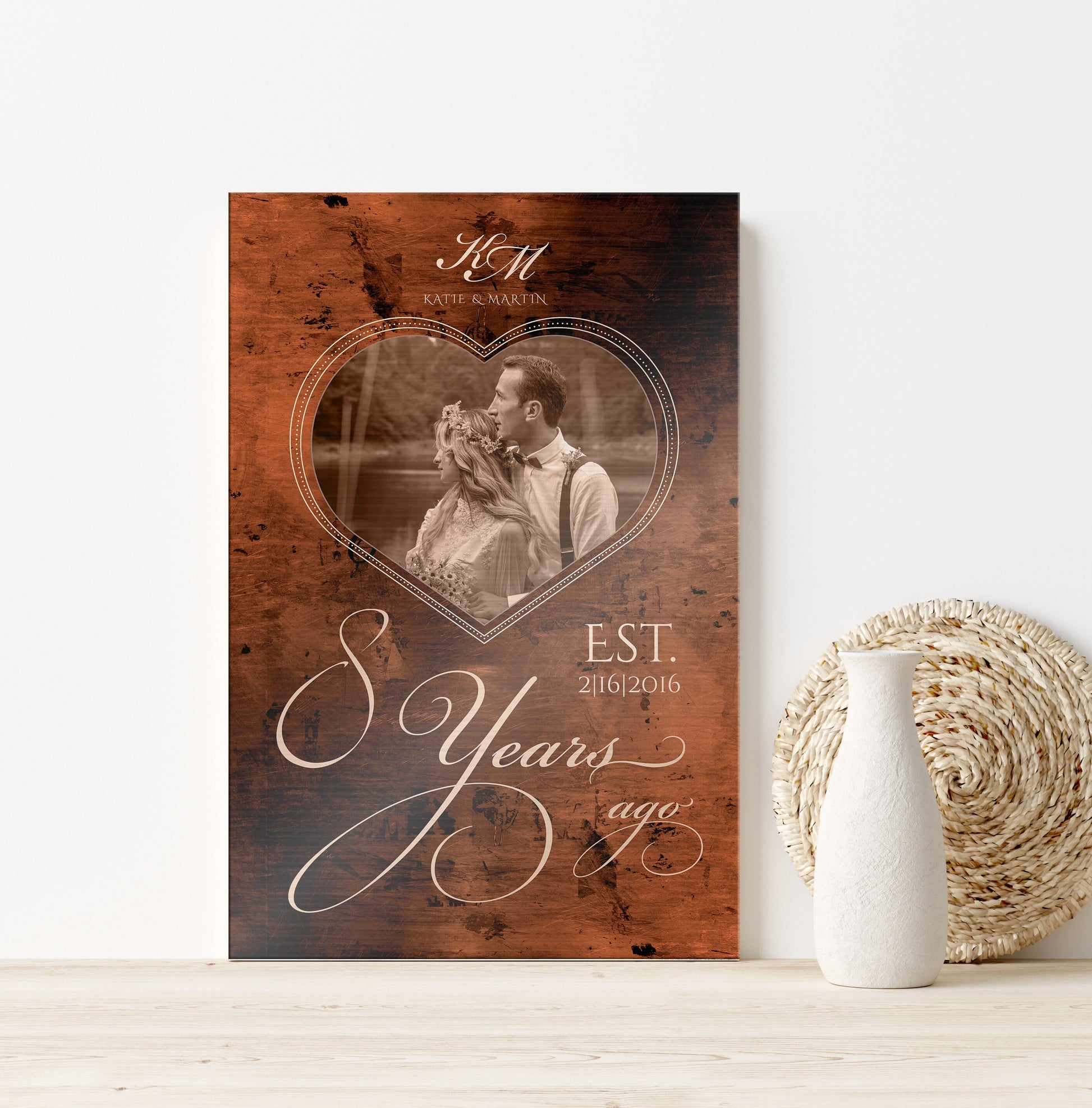 19 or 8 Years of Love: Bronze Photo Plaque - HoneycombProverbs - Gifts For The Couple - Bronze Anniversary Gifts